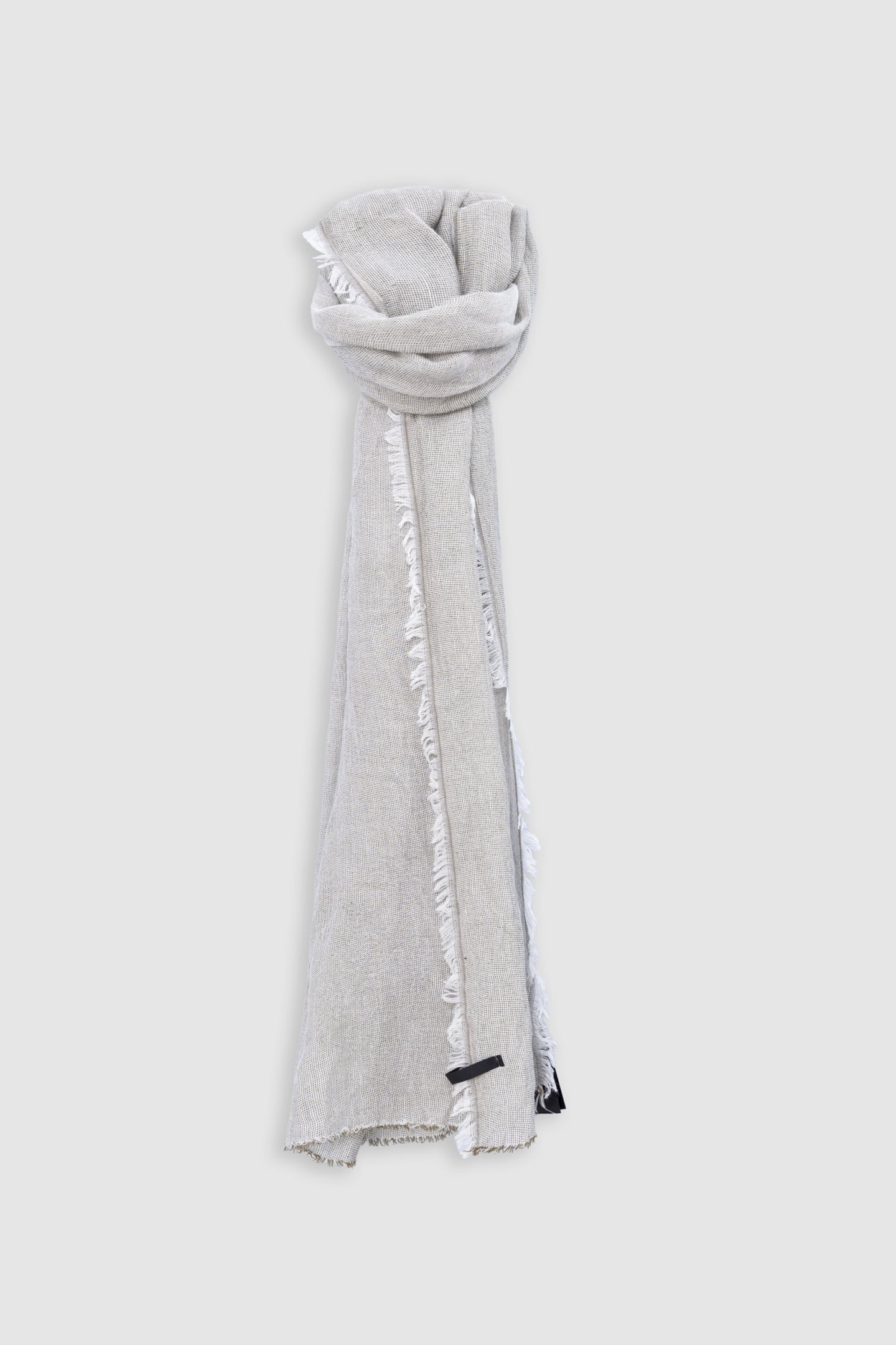 KHAKI SEMI-PLAIN SCARF WITH FRINGED EDGES 1
