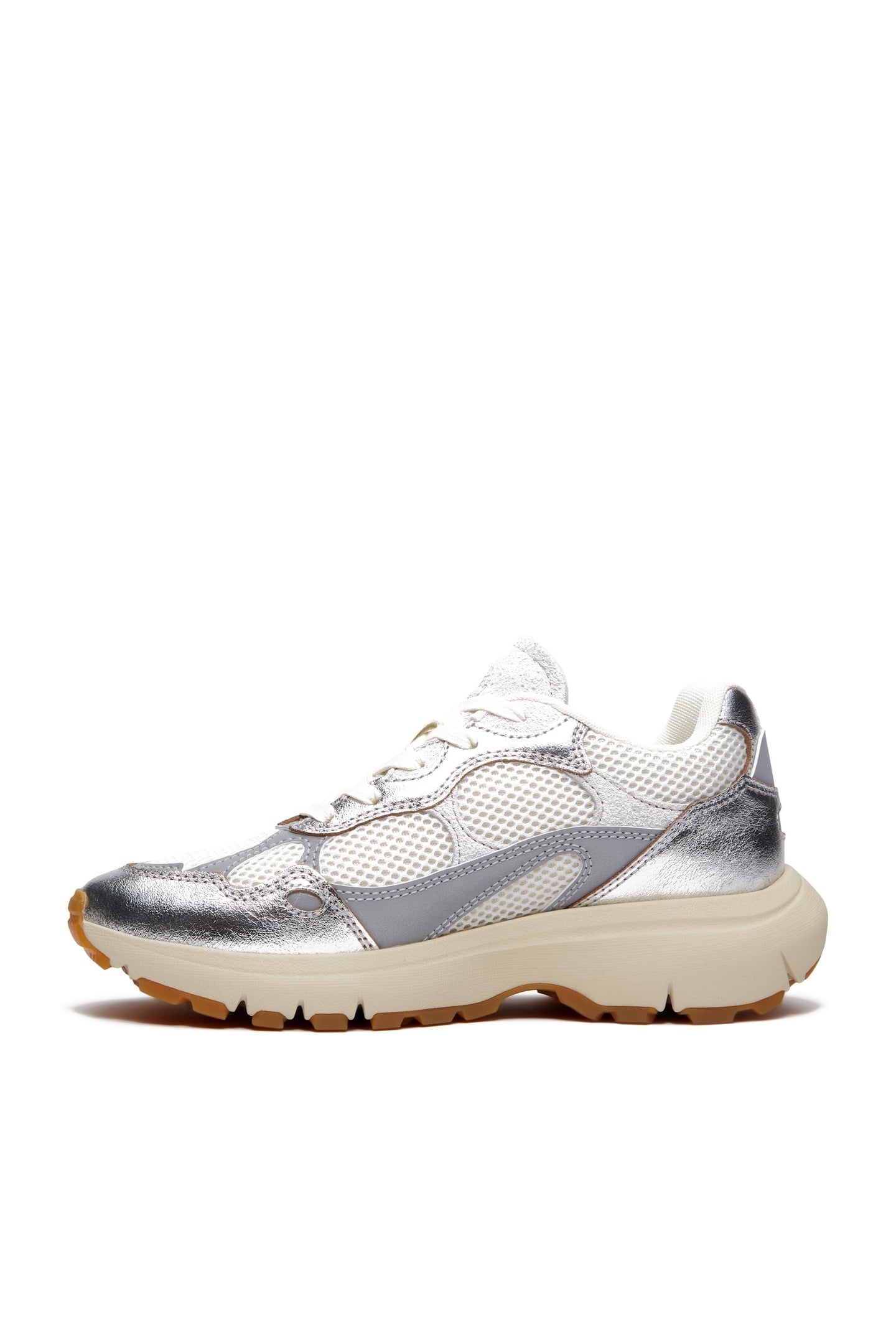 HAZEL LANE LOW LACE UP SNEAKER NATURAL MESH SILVER 8