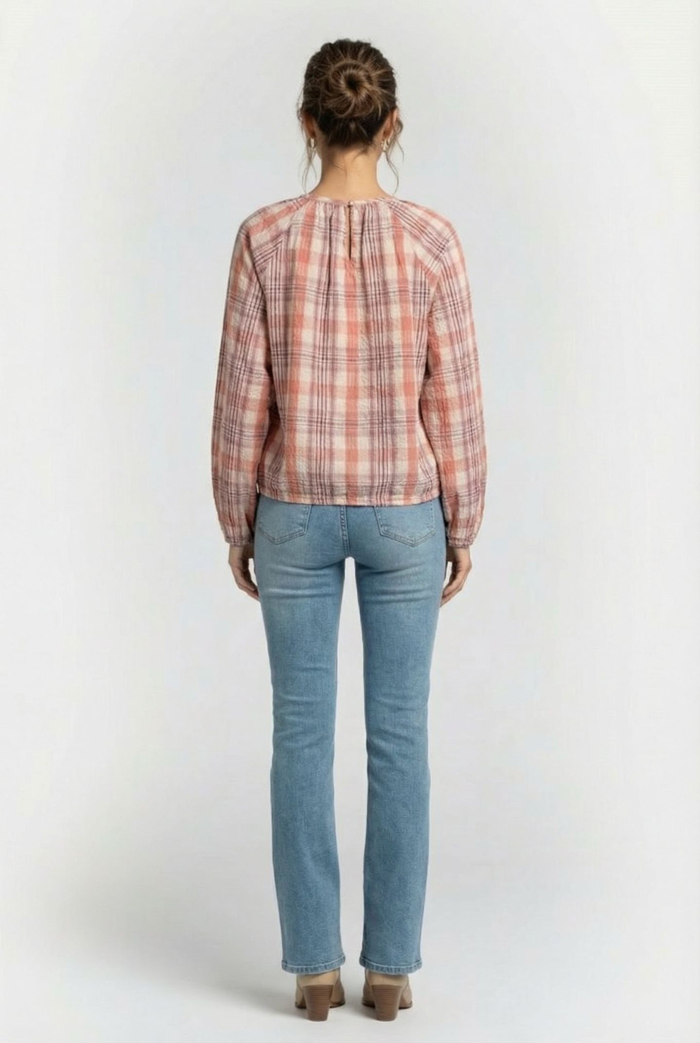 LONGSLEEVE TOP PINK CHECK ROSE SMOKE 2