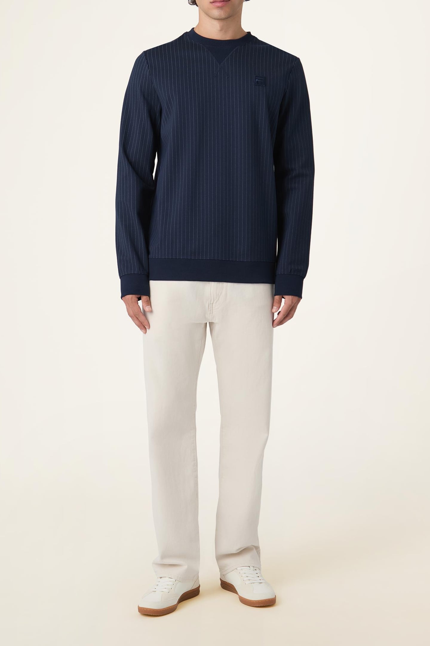 BRERA REGULAR PINSTRIPED CREWNECK SWEATSHIRT BLACK 2