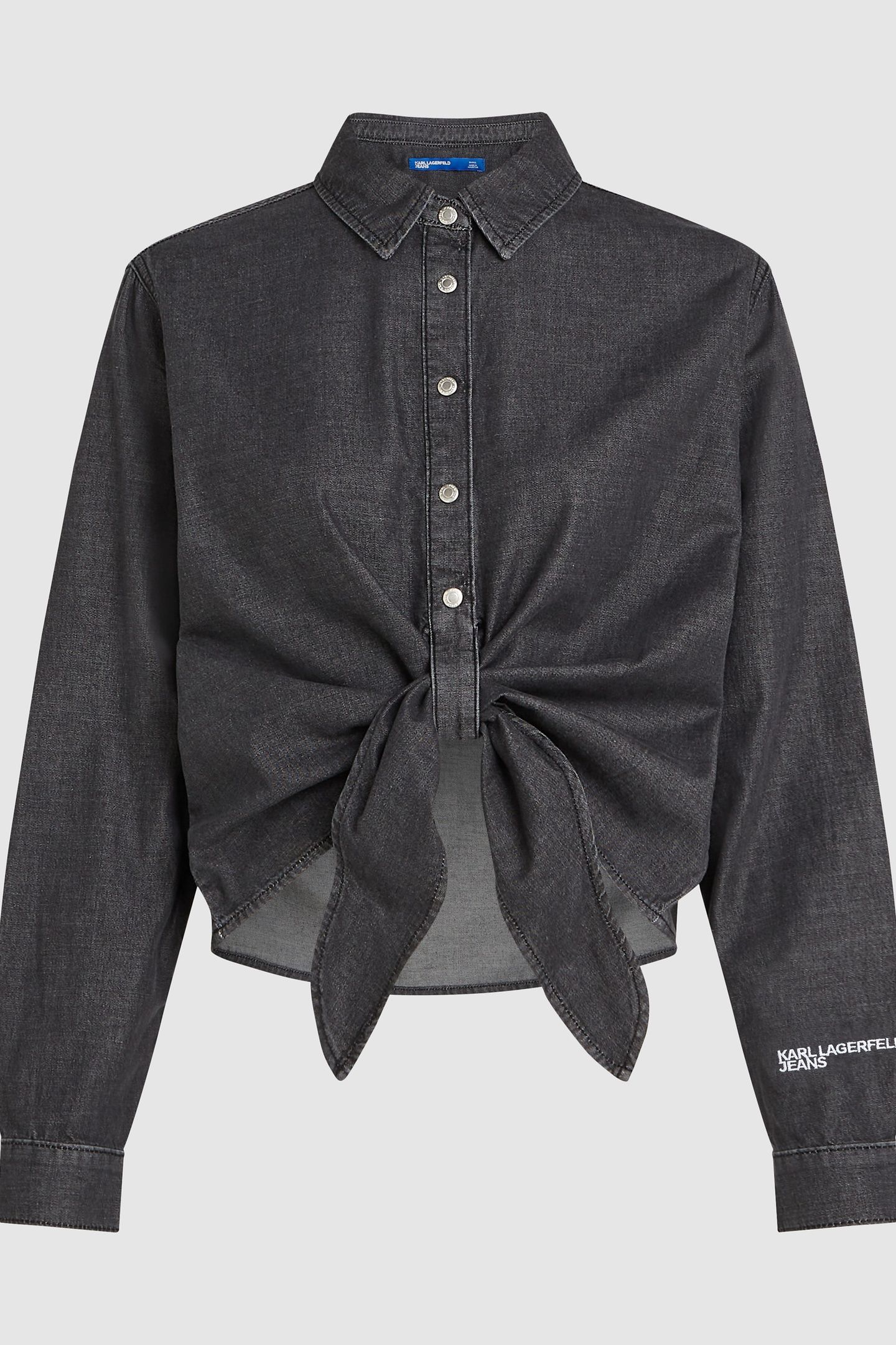 WASHED BLACK KLJ DENIM WRAP BLOUSE 5