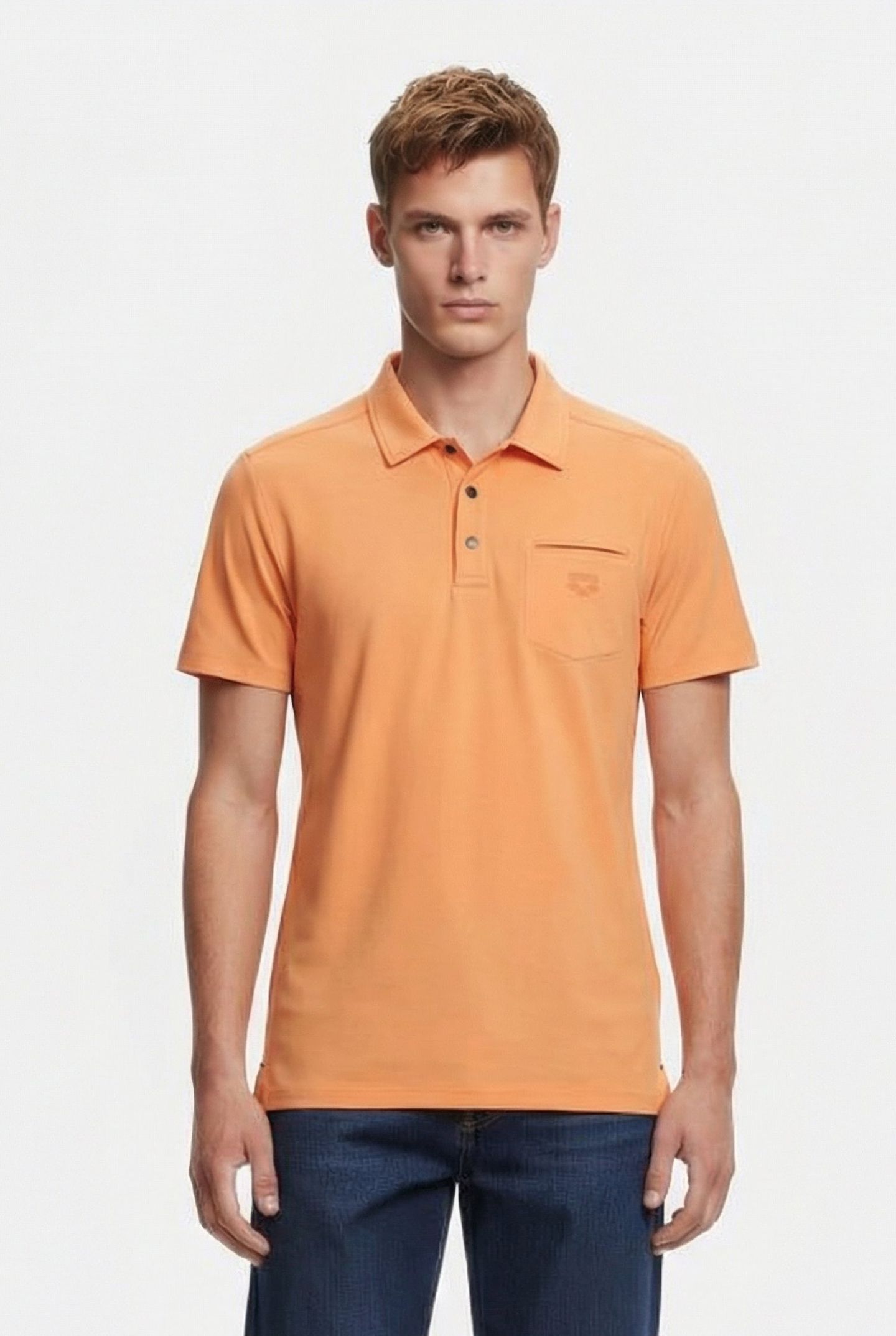 MEN'S POLOSHIRT POCKET SOLID SALMON PINK 1