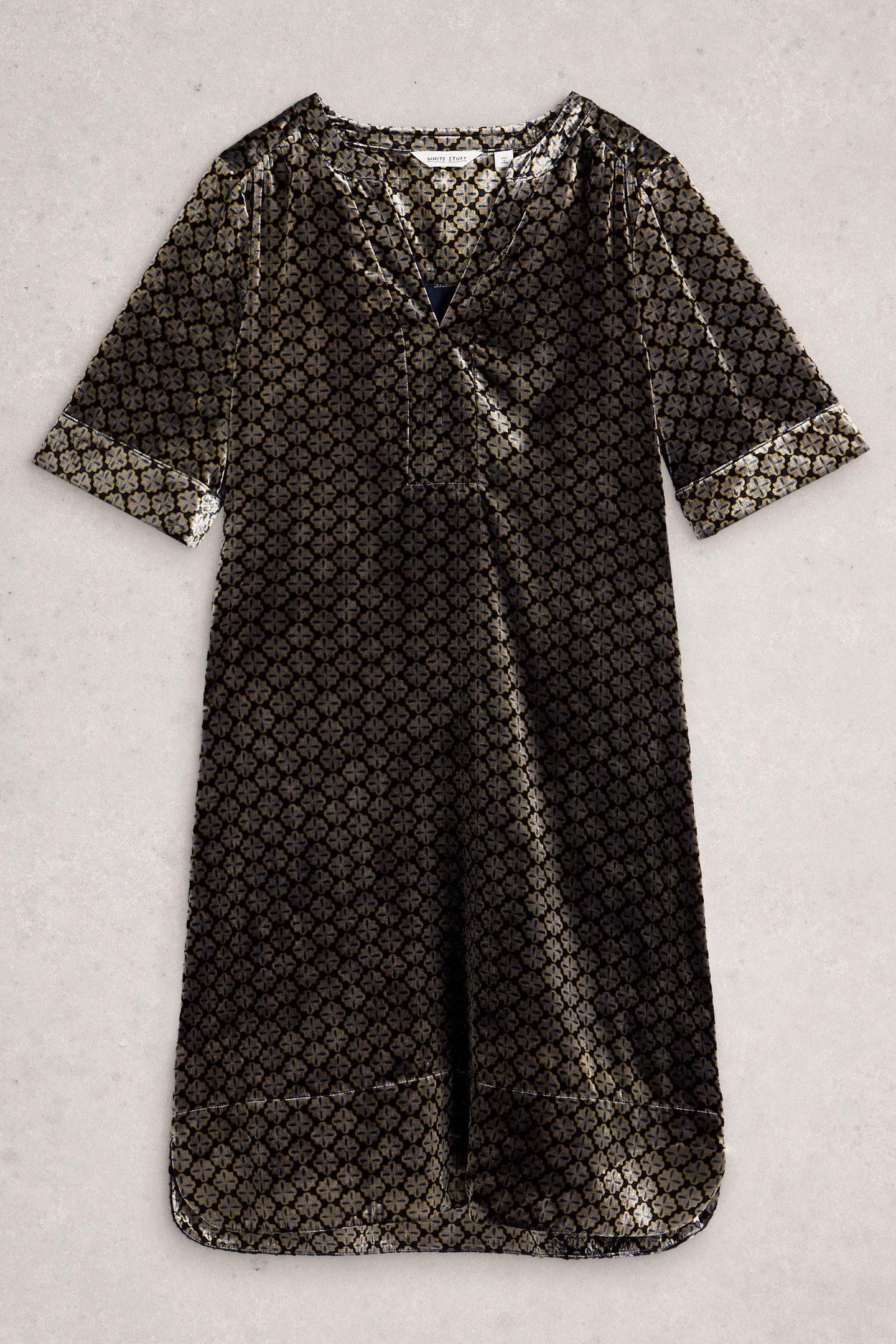 JUNE VELVET DRESS NATURAL MULTI 3