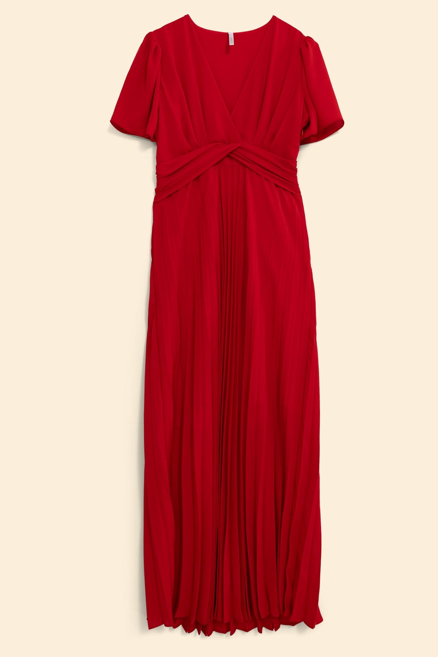 RED PLEATED DRESS WITH DRAPED WAIST CARMINE RED 4