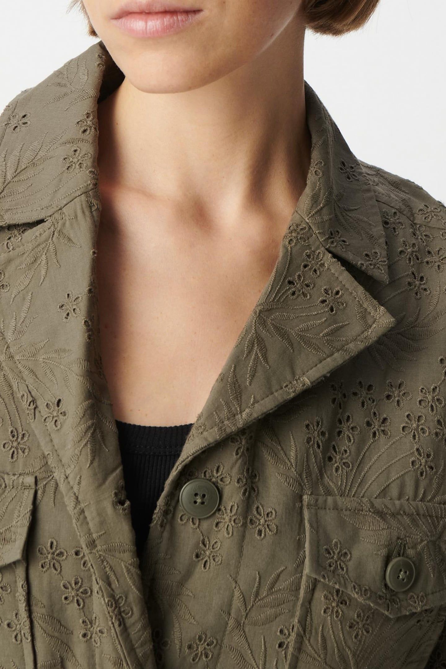 SAHARIENNE KHAKI ORGANIC COTTON EMBROIDERY ANGLAISE 6