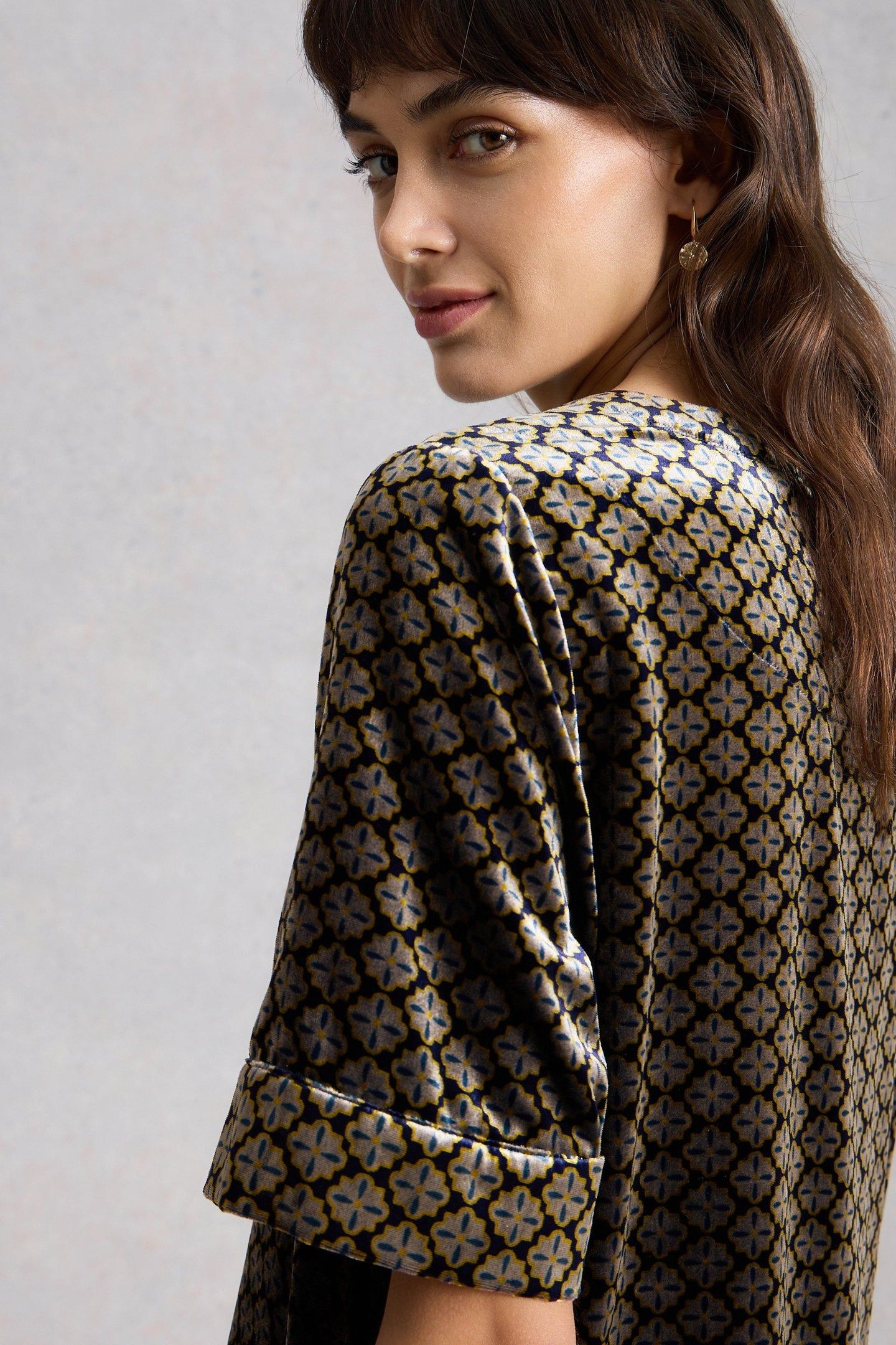 JUNE VELVET DRESS NATURAL MULTI 4