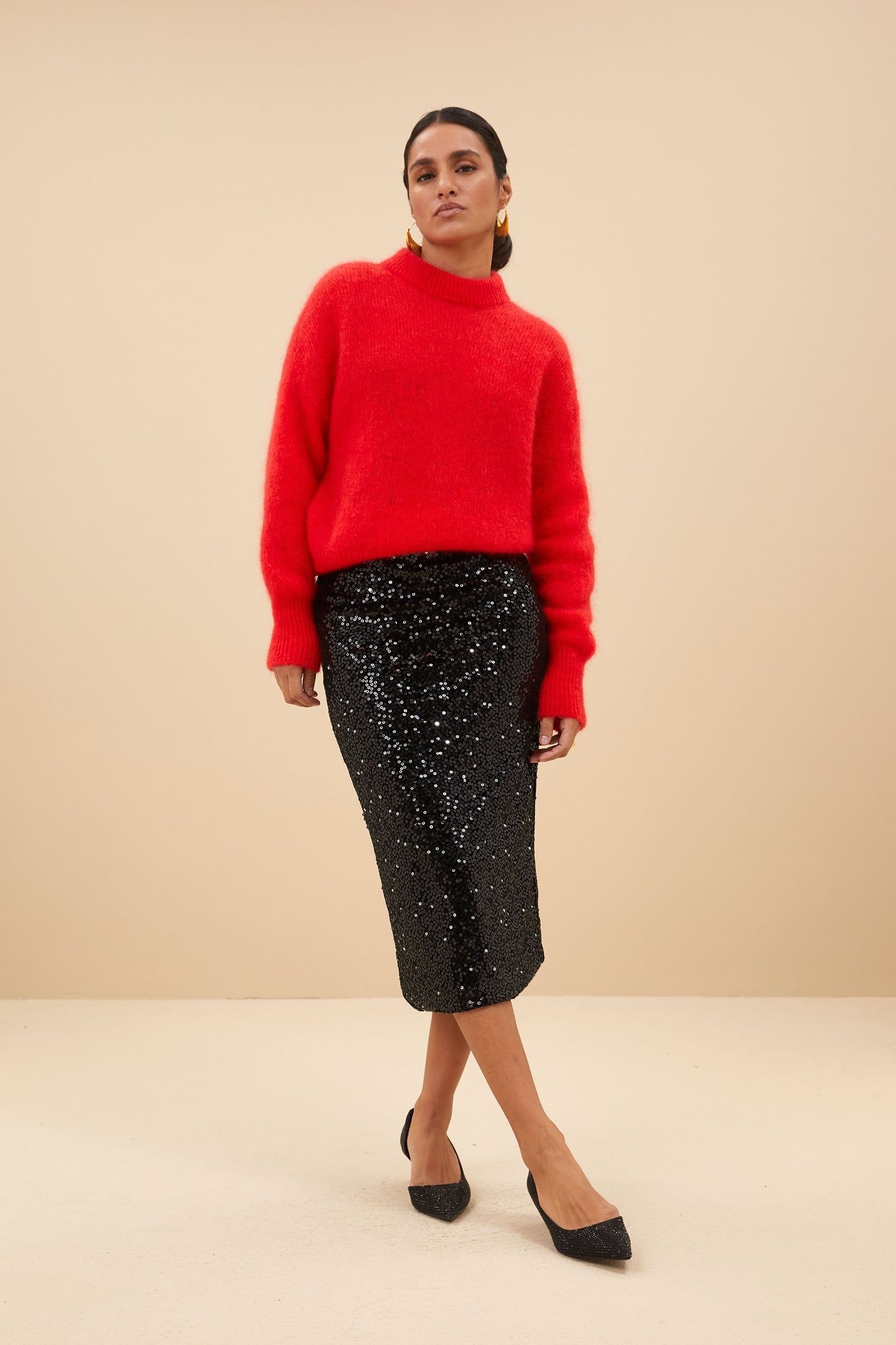 LUCA SEQUIN SKIRT BLACK 1