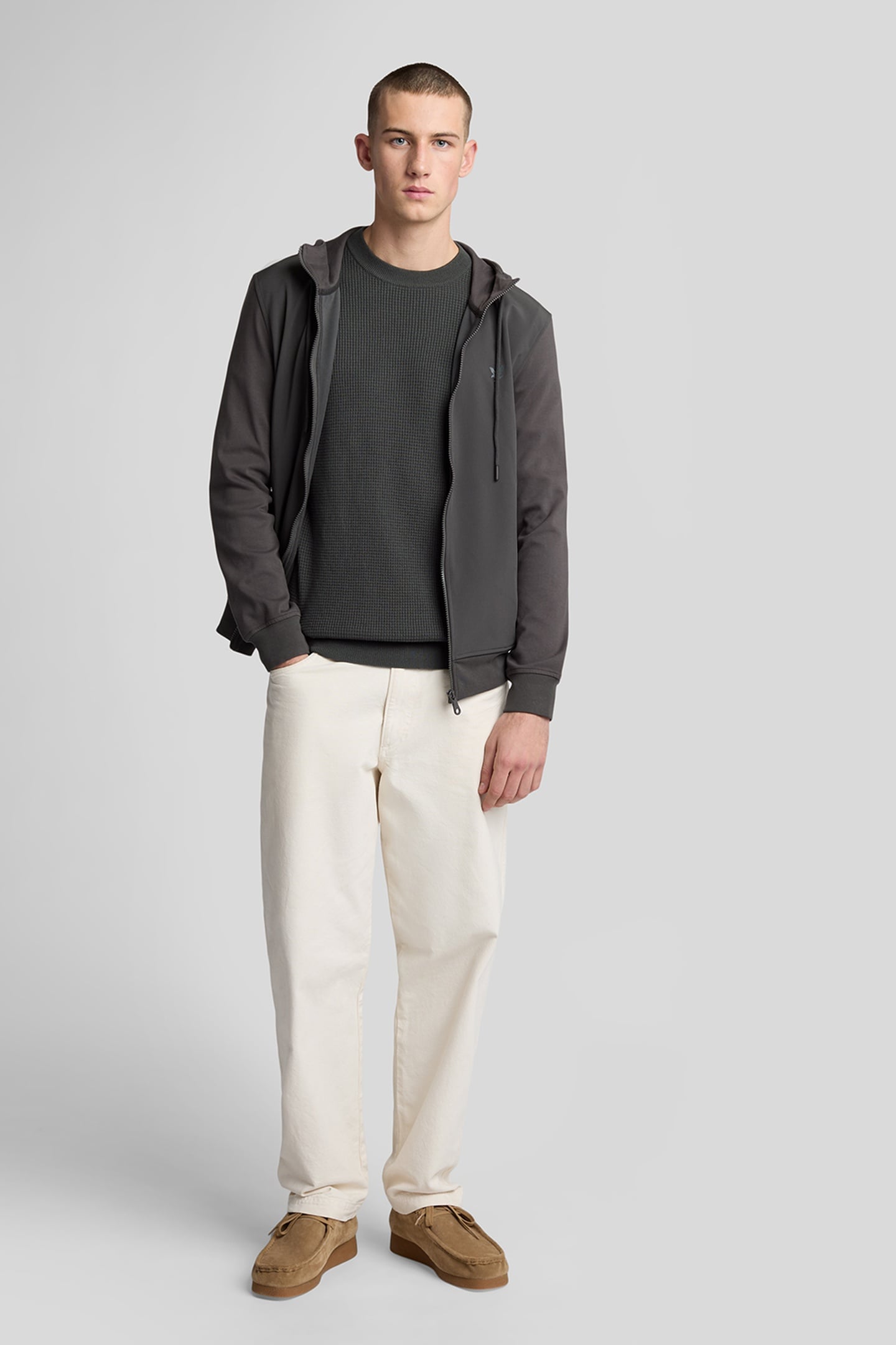 GRID KNIT CREW NECK JUMPER GUNMETAL 5