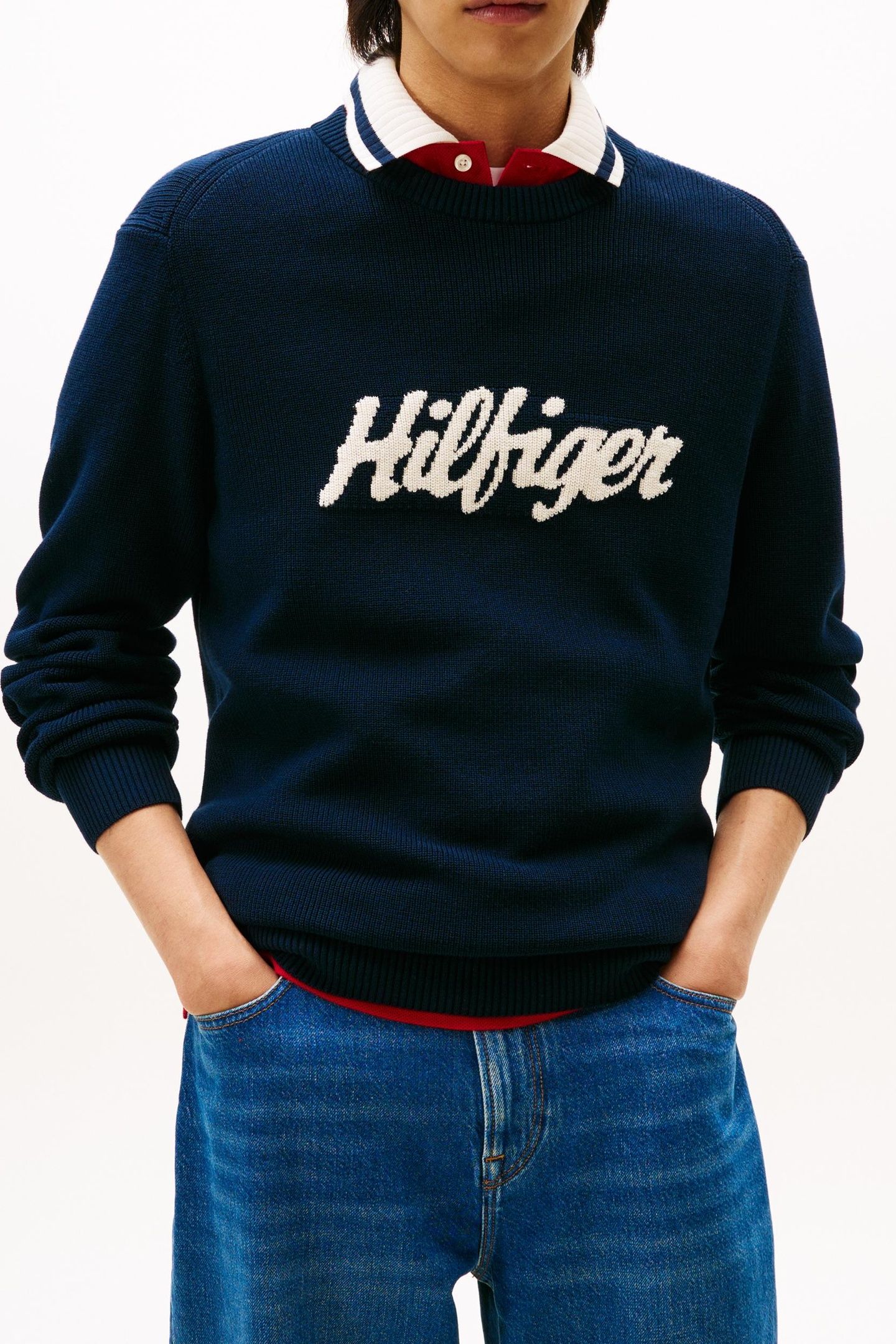 SEASONAL GRAPHIC COTTON SWEATER DARK NIGHT NAVY 1