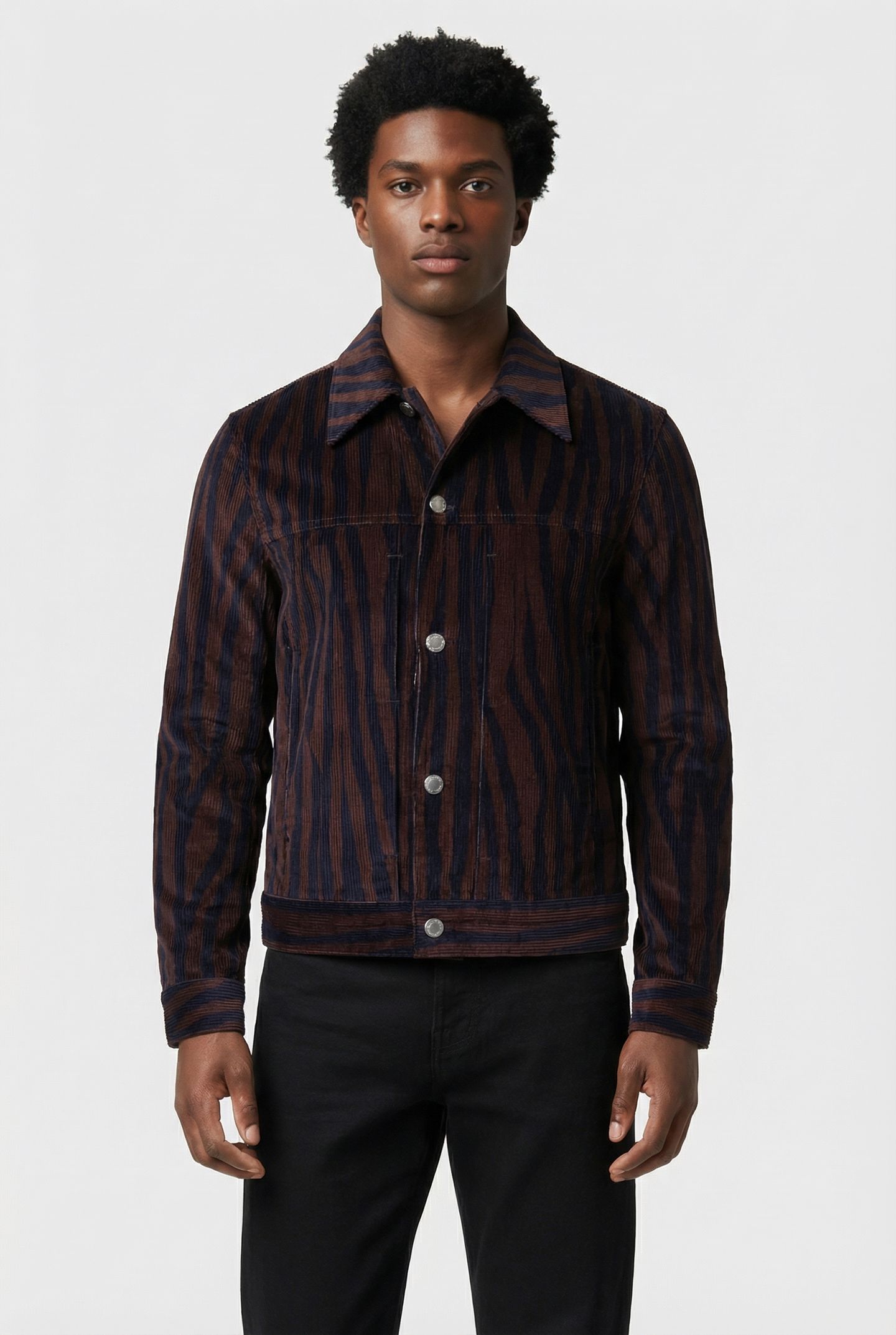 SLIM FIT DENIM STYLE JACKET BROWN 1