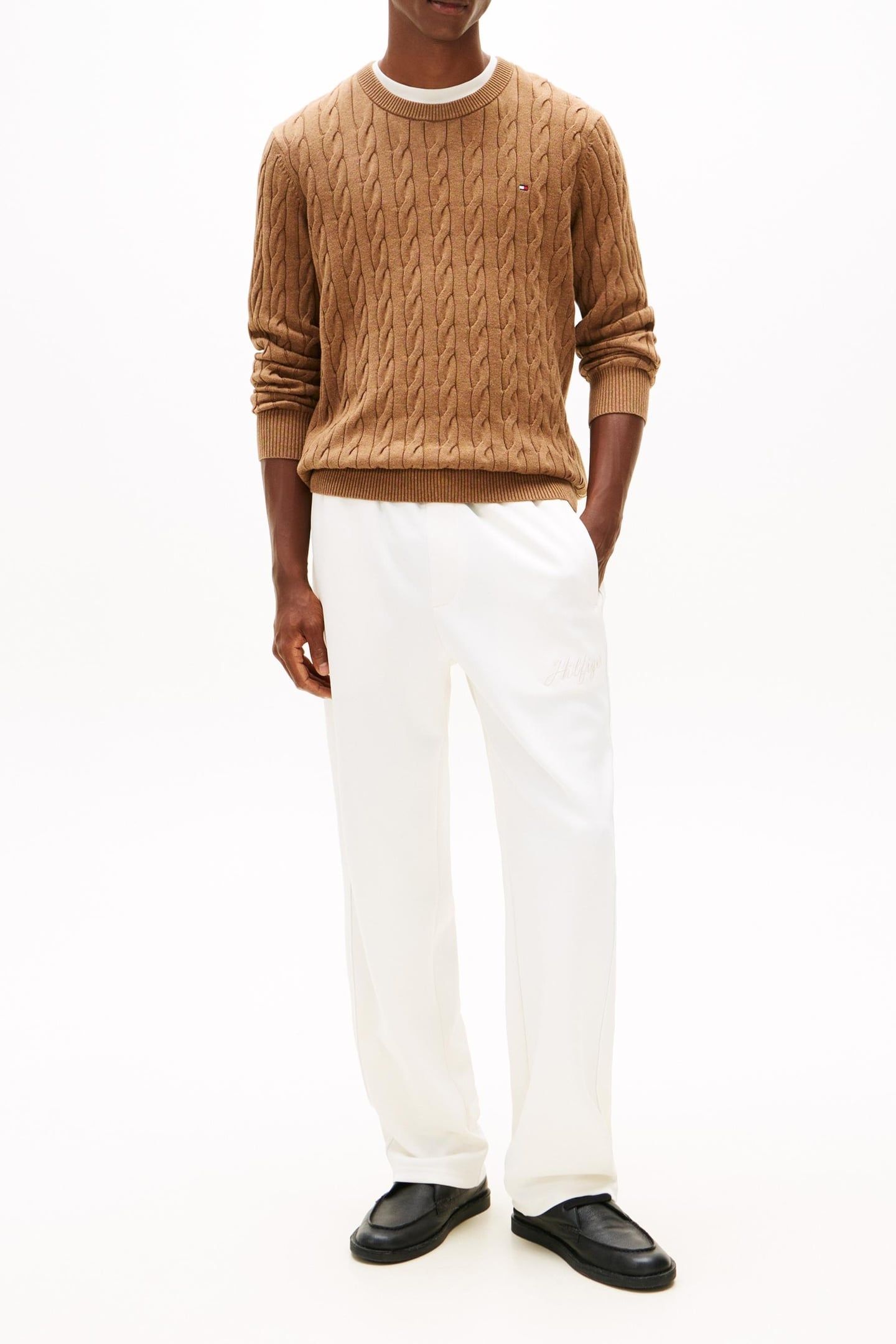 CLASSIC COTTON CABLE HIGHLAND KHAKI HEATHER 2