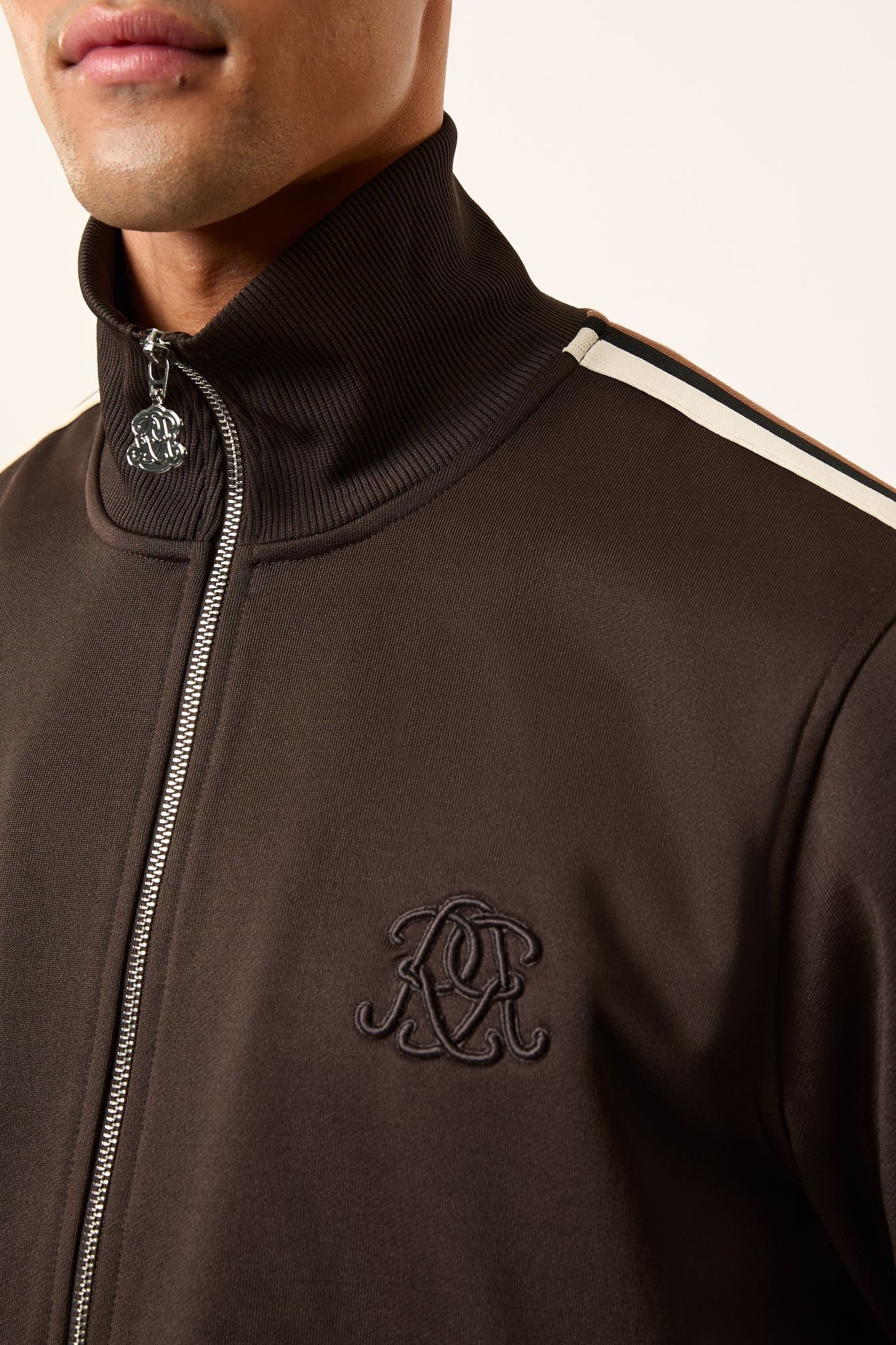 LS ZIP THROUGH MOTIF TRACK TOP BROWN 4