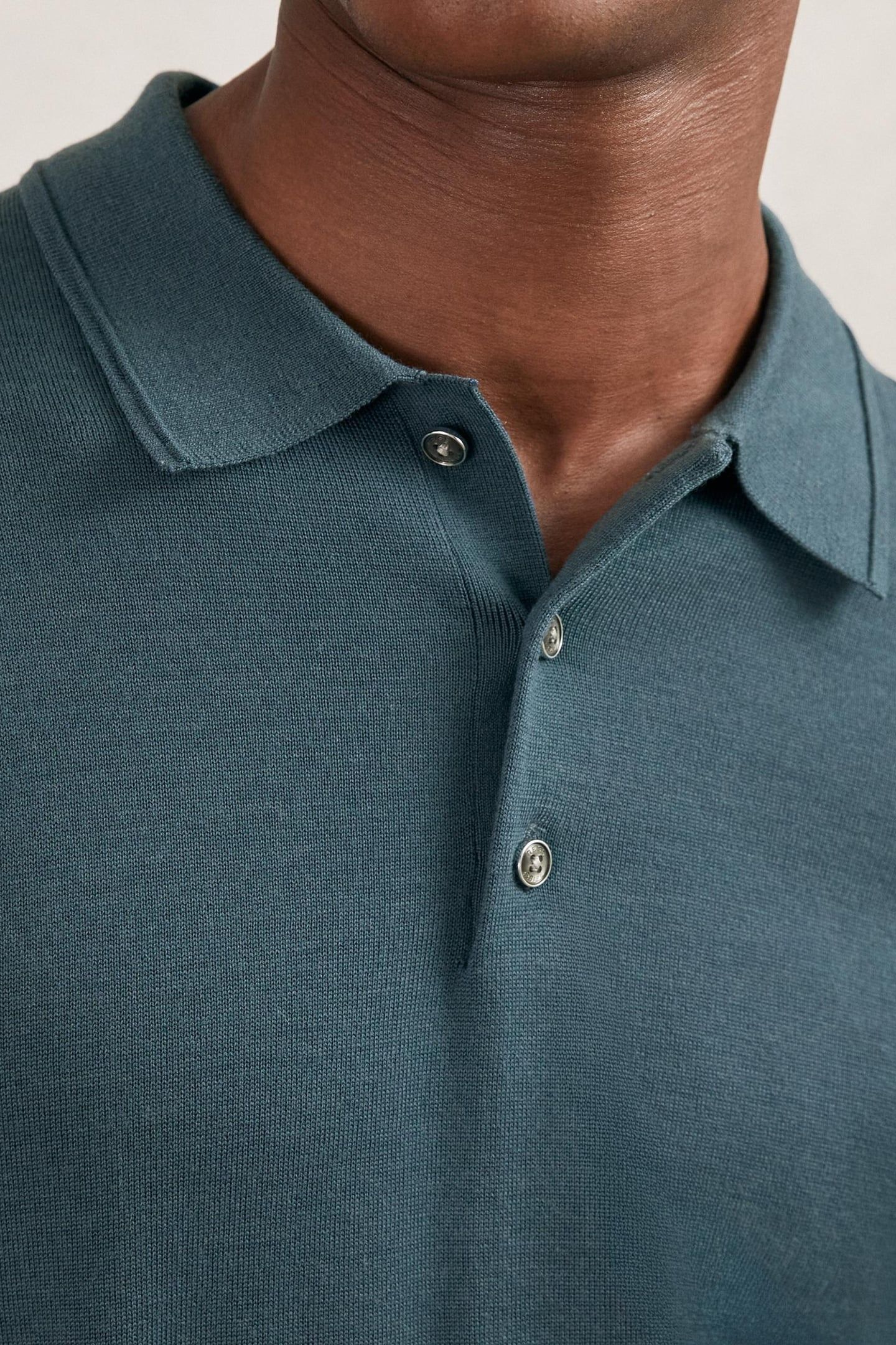 LS HALF BUTTON MERINO WOOL POLO ORION BLUE 5