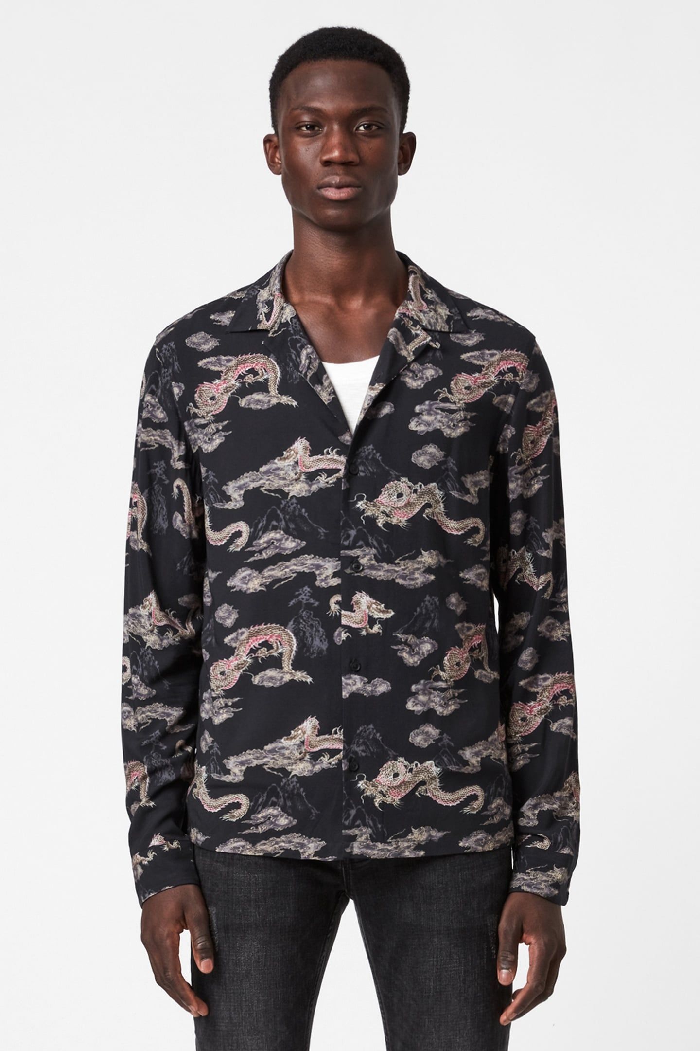 HONGSHAN LS SHIRT JET BLACK/GREY 1