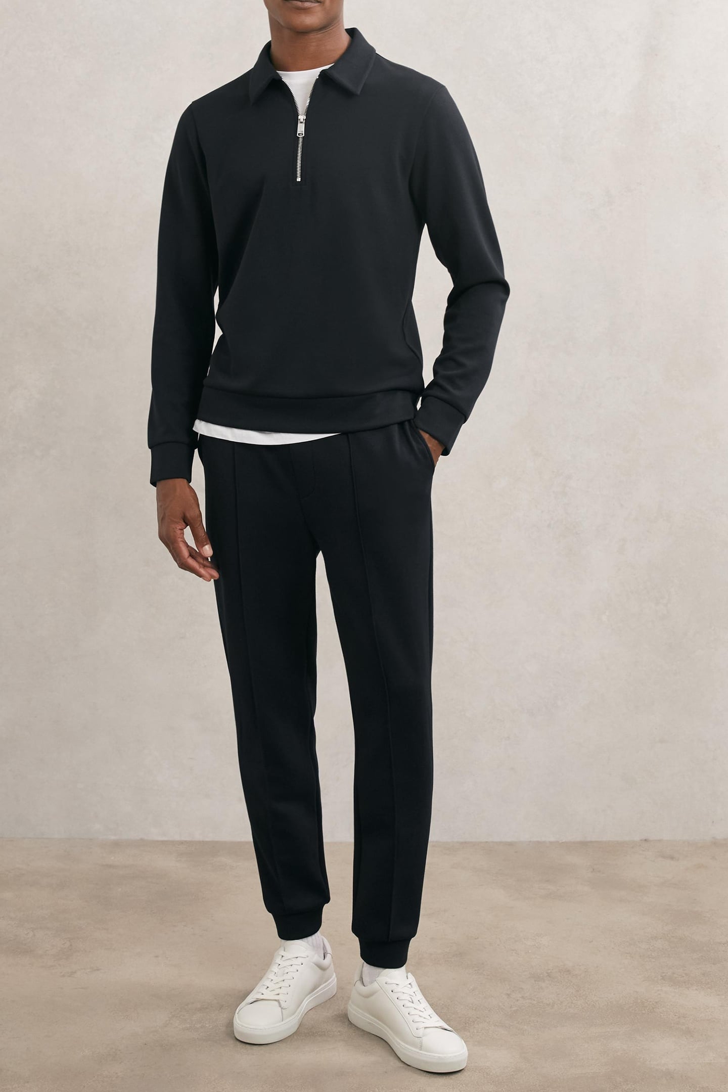 LS INTERLOCK HALF ZIP POLO NAVY BLUE 2