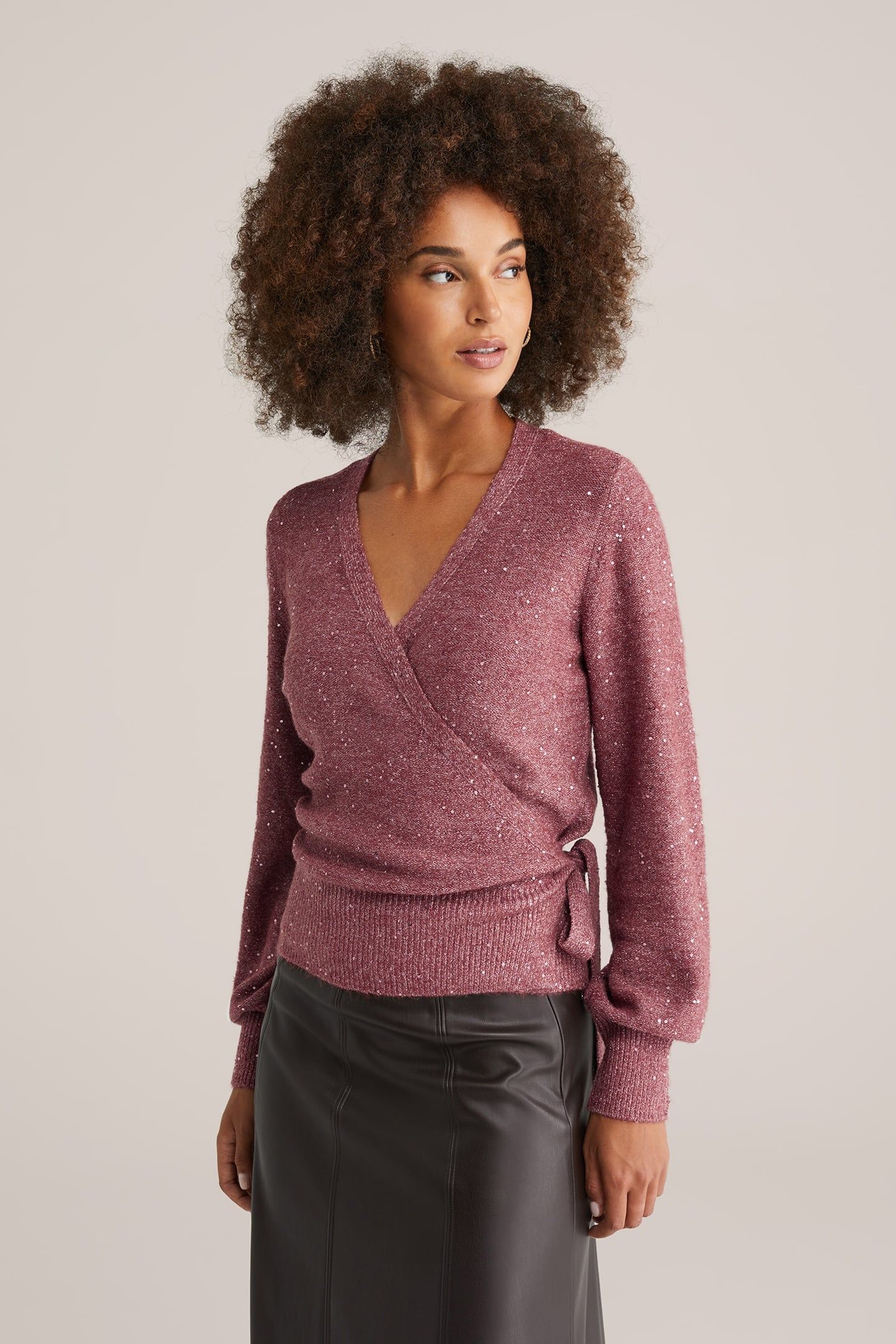 WRAP CARDIGAN OLD ROSE 1