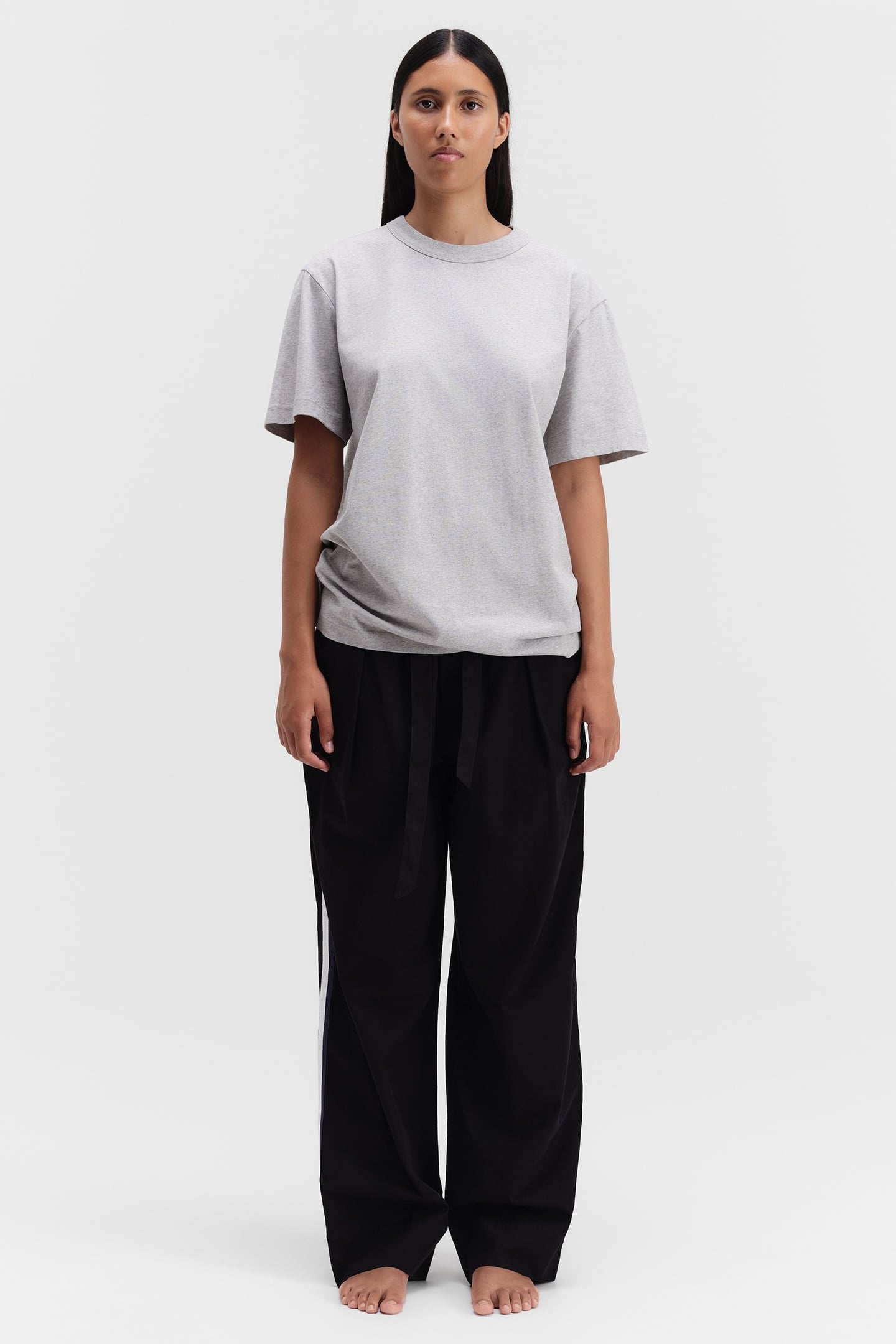 UNISEX POPLIN, PYJAMAS PANTS GROSGRAIN SIDE STRIPE ALL BLACK 3