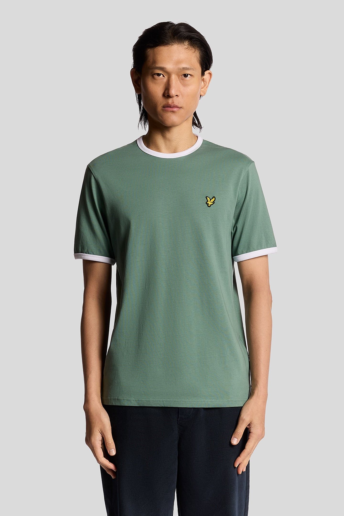 RINGER T-SHIRT AGAVE GREEN/WHITE 2