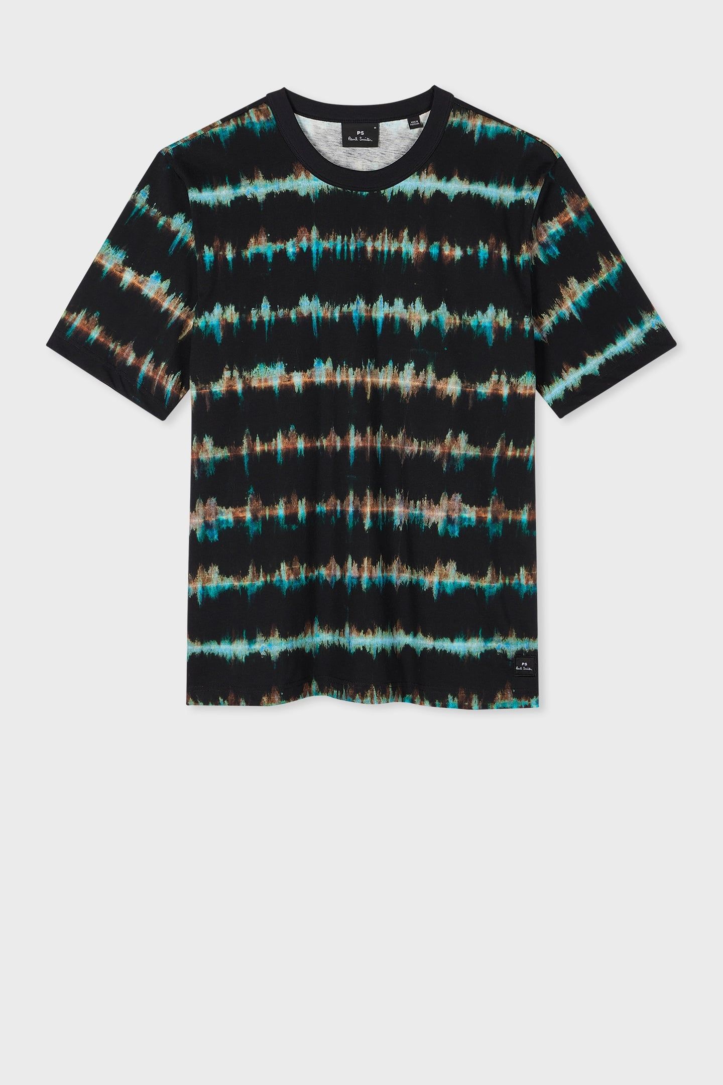 REG FIT SS T SHIRT SHIBORI STRIPE BLACK 1