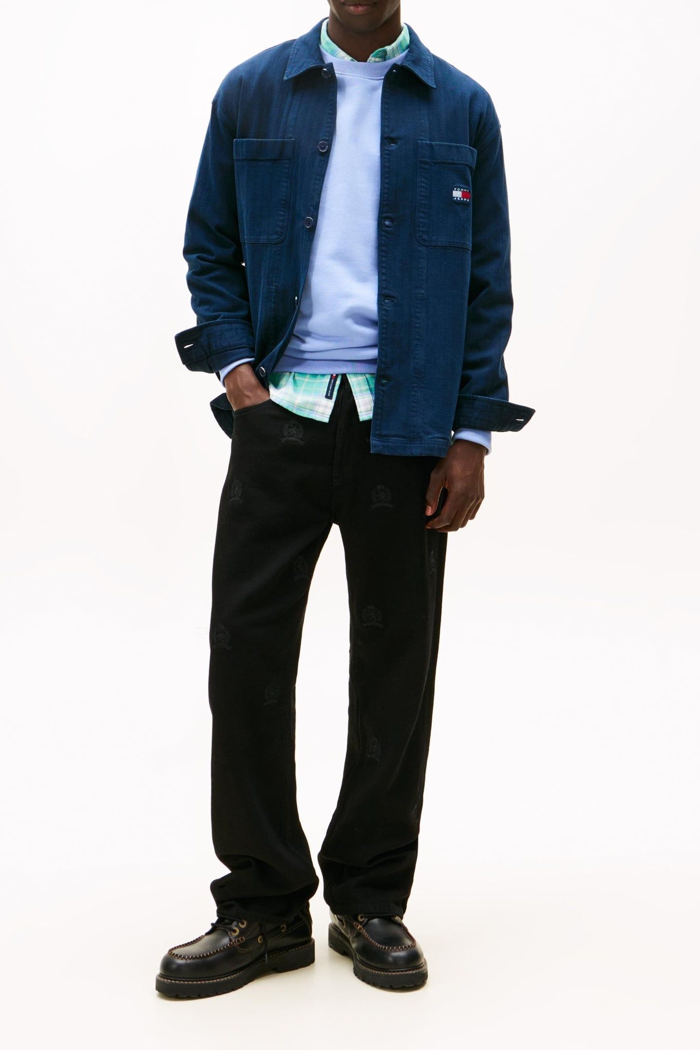 OVERSIZED FIT HERRINGBONE TWILL OVERSHIRT DARK NIGHT NAVY 5