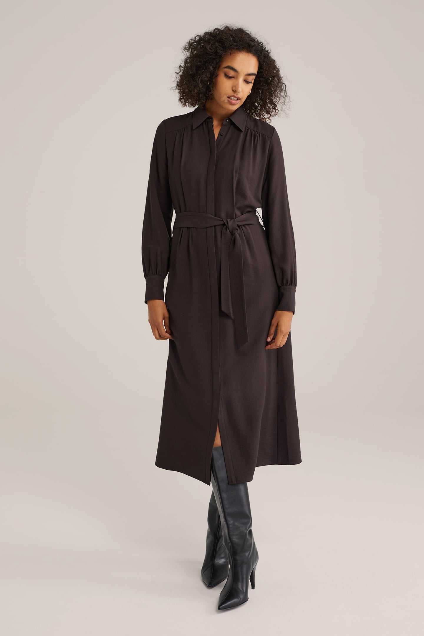 DRESS MID LENGTH BROWN 1