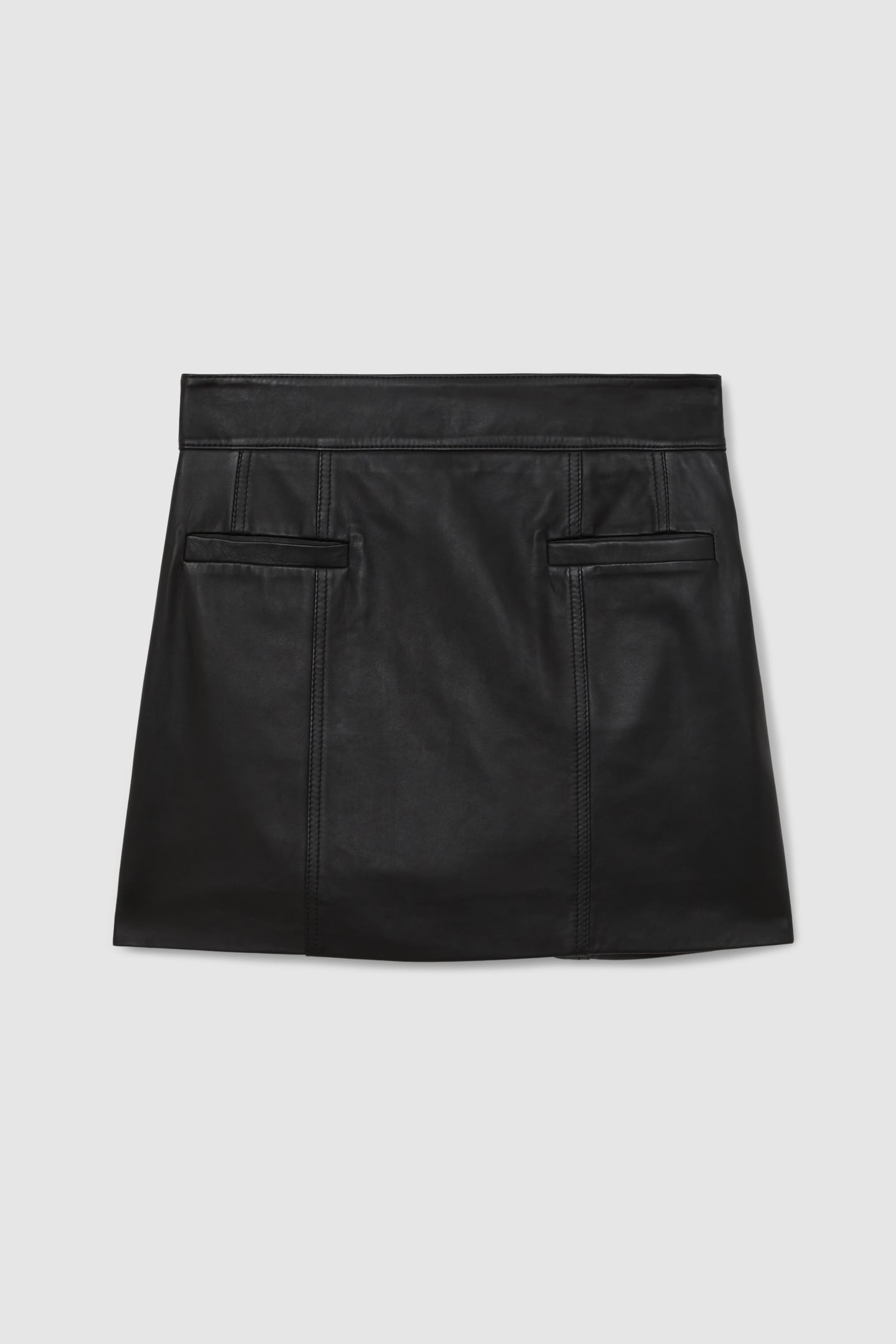 WELT POCKET LEATHER MINI SKIRT BLACK 5
