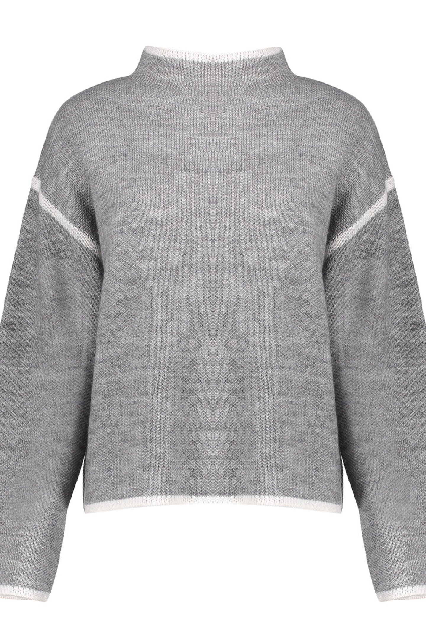 PULL TURTLE CONTRAST STRIPE GREY MELANGE/OFFWHITE 1