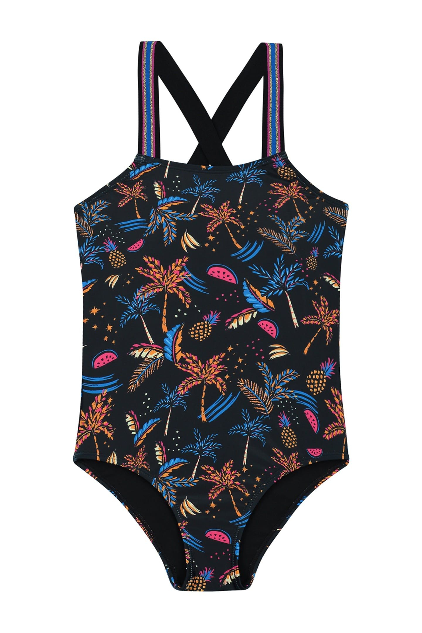 GIRLS LISA SWIMSUIT POOL PARTY BLACK PALMS 1