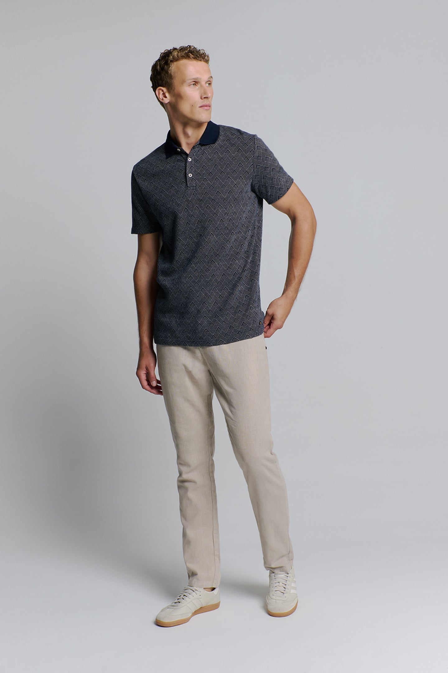 POLO 2 COLOURED JACQUARD DEEP BLUE 3
