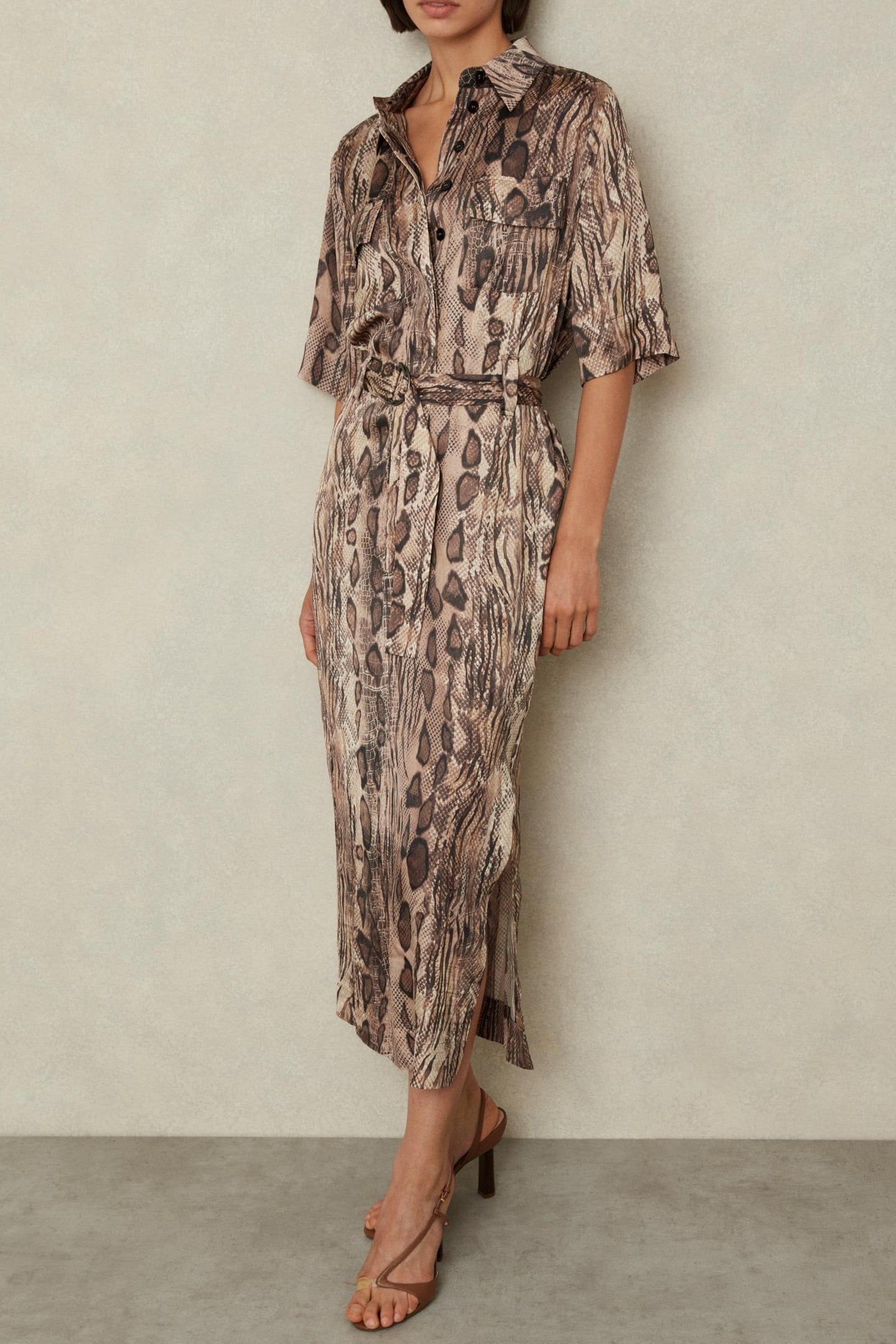 ANIMAL PRINT SHIRT DRESS NEUTRAL 1