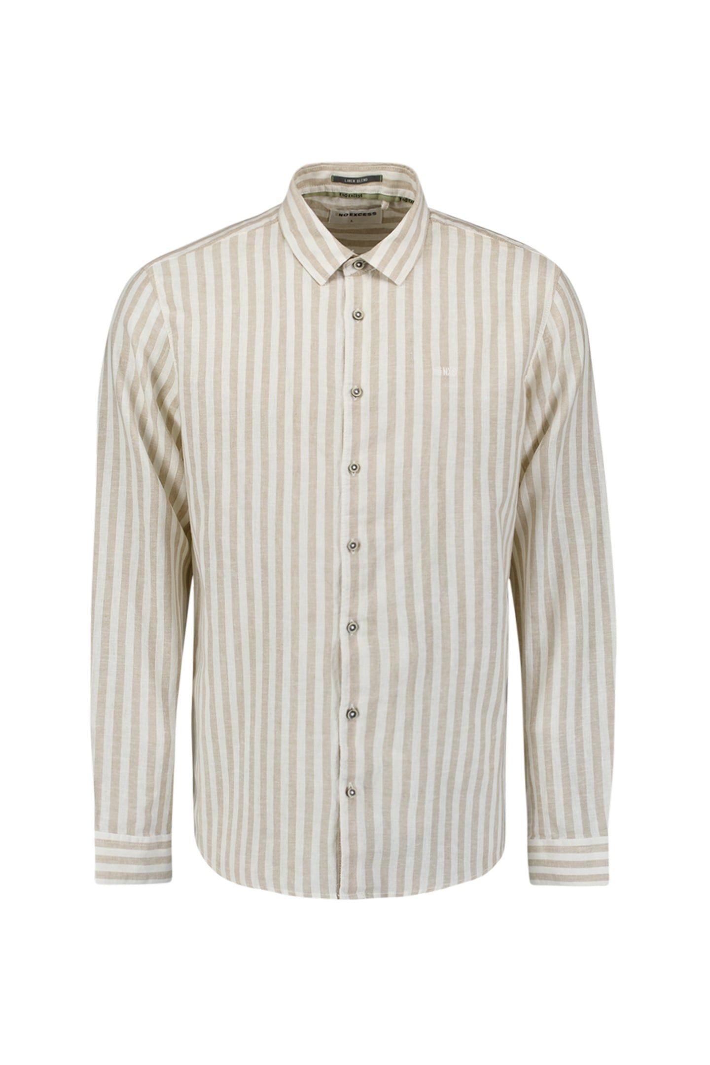 SHIRT VERICAL BIG STRIPES WITH LINEN LIGHT DESERT 4