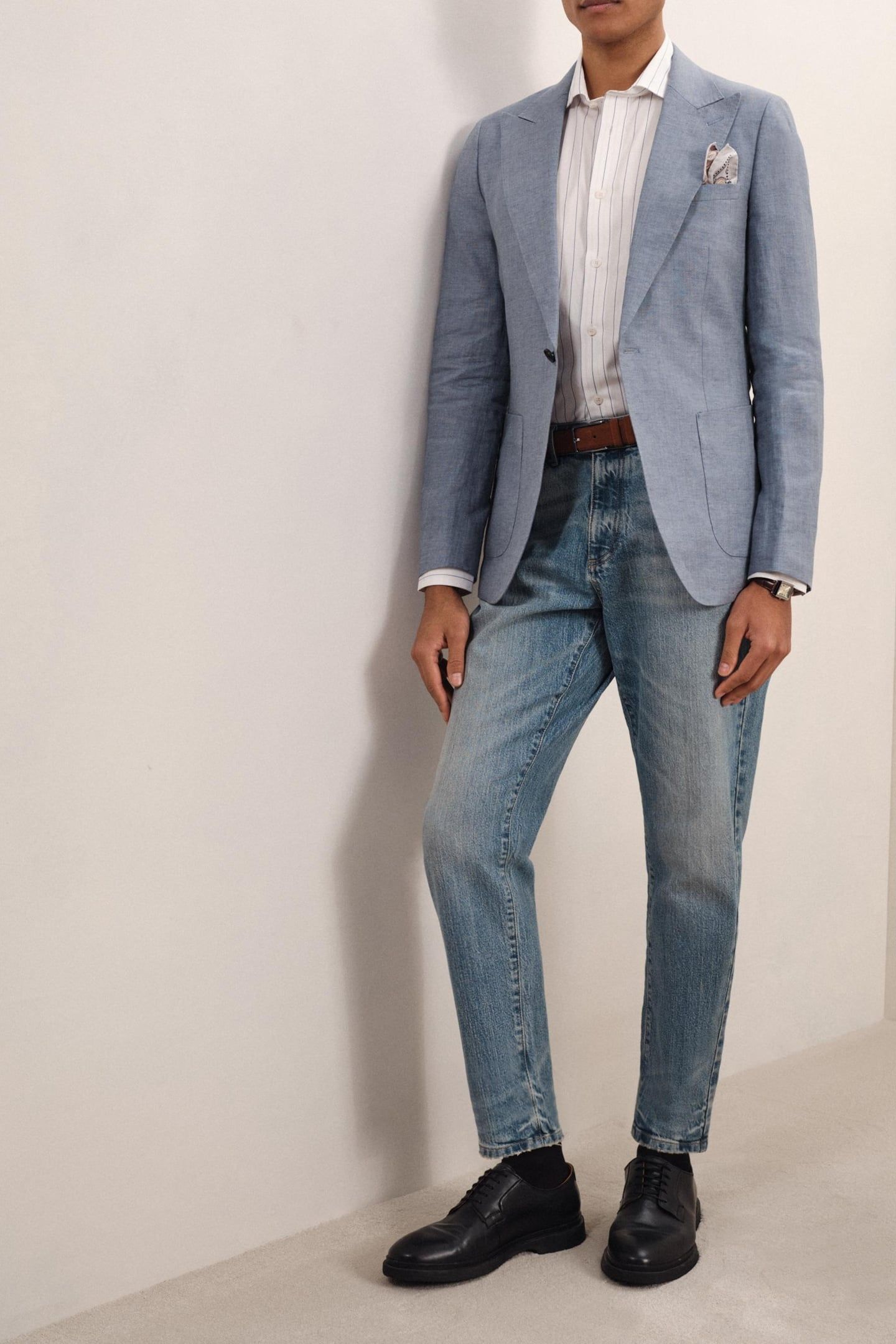SB 2B NOTCH LINEN BLAZER AIRFORCE BLUE 1