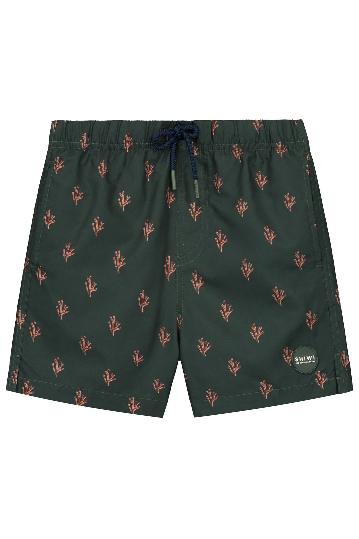 BOYS MILO SWIM SHORTS 4 INCH SKETCHED CORAL GREEN ORANGE SKE 1