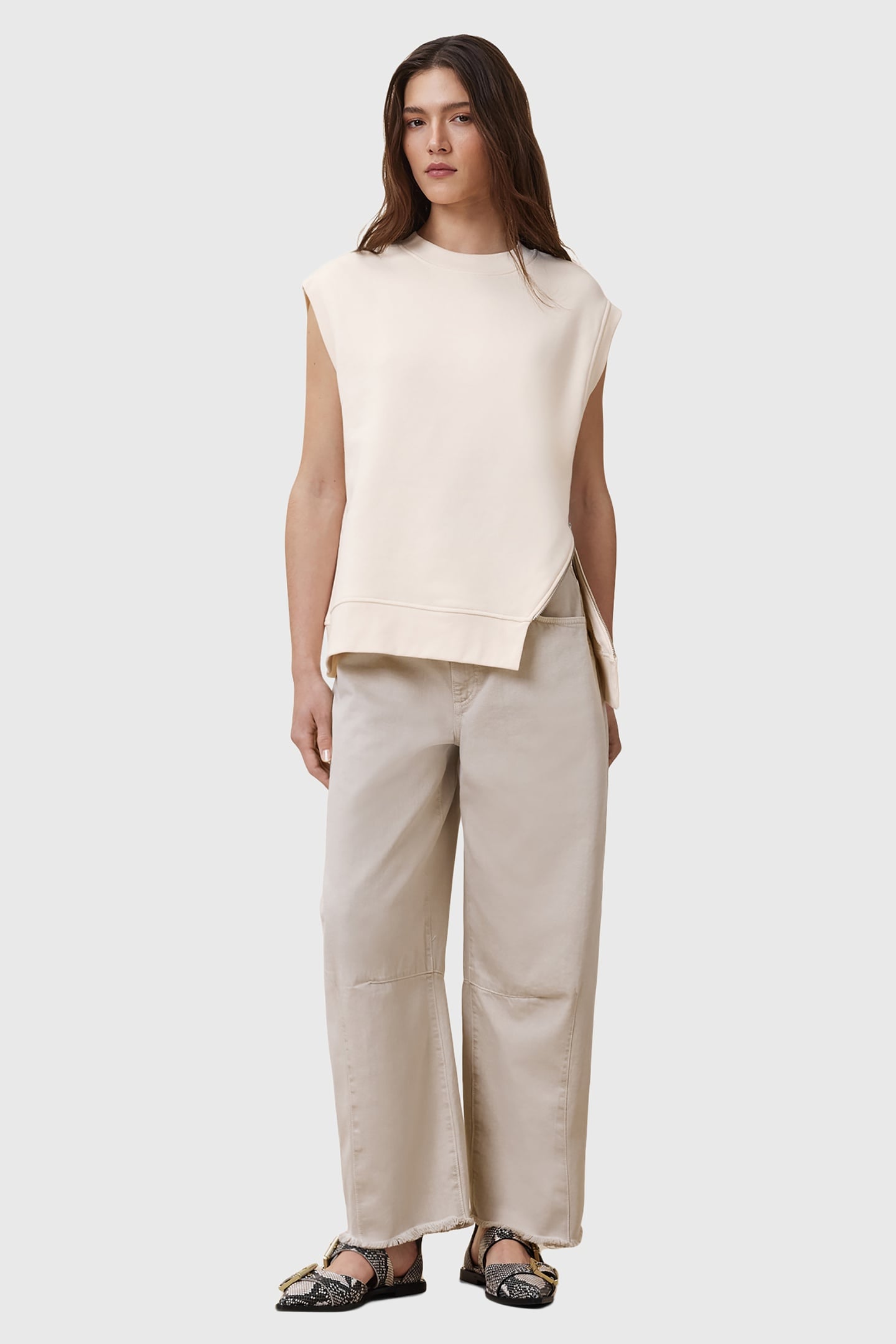 NILA ZIP SWEAT TOFU WHITE 1