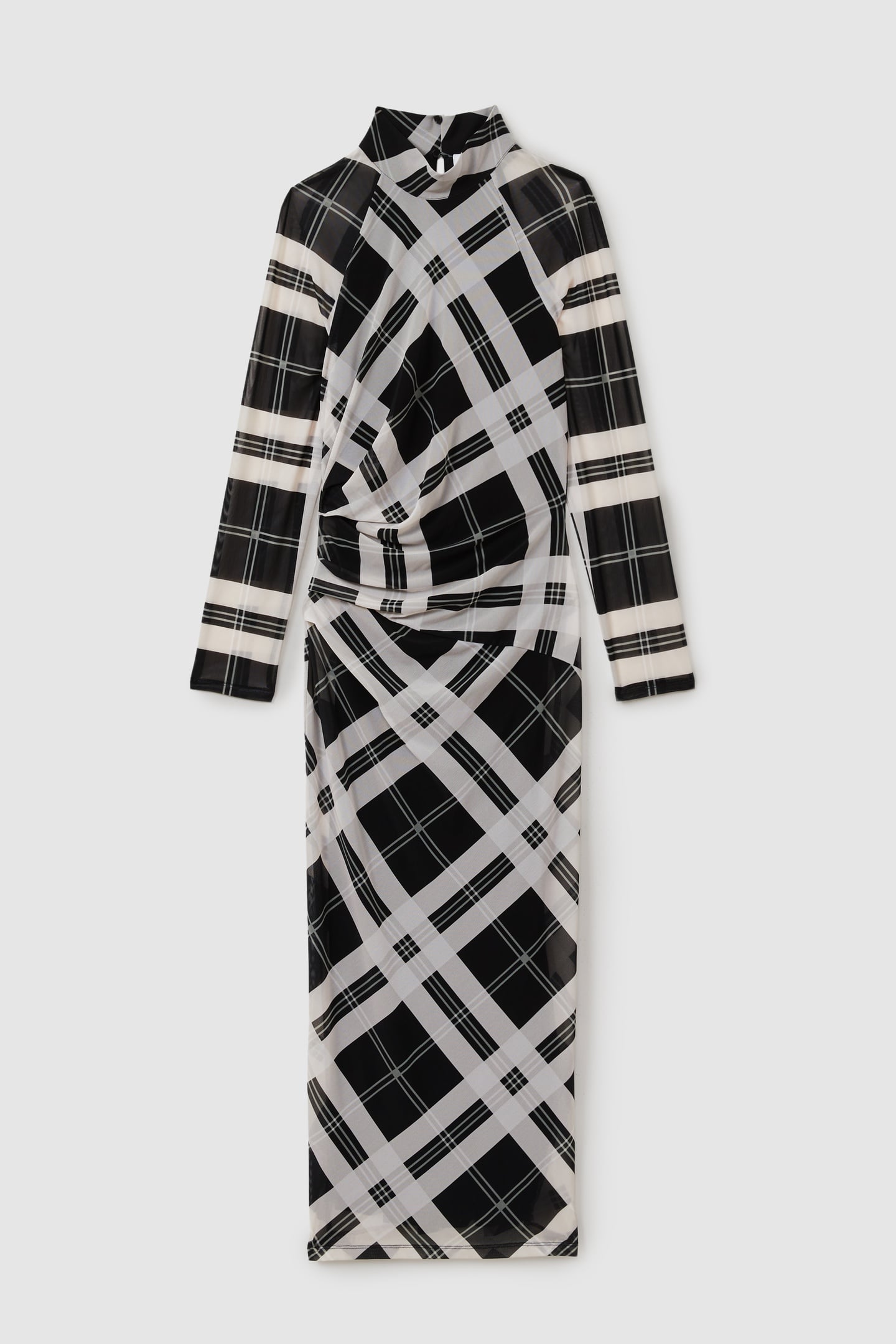 CHECK MESH JERSEY DRESS BLACK/IVORY 3