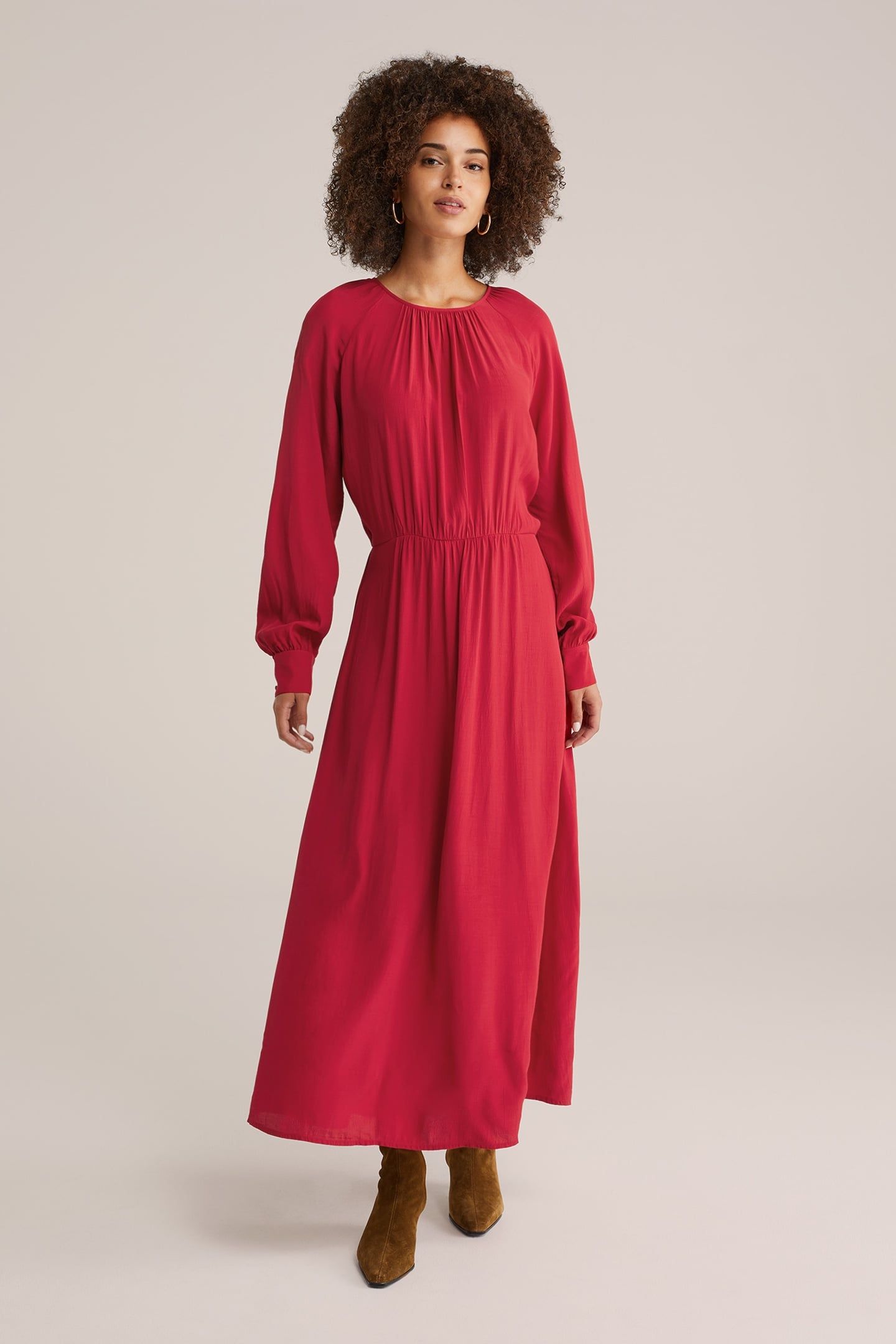 DRESS MAXI LENGTH FIRE RED 1