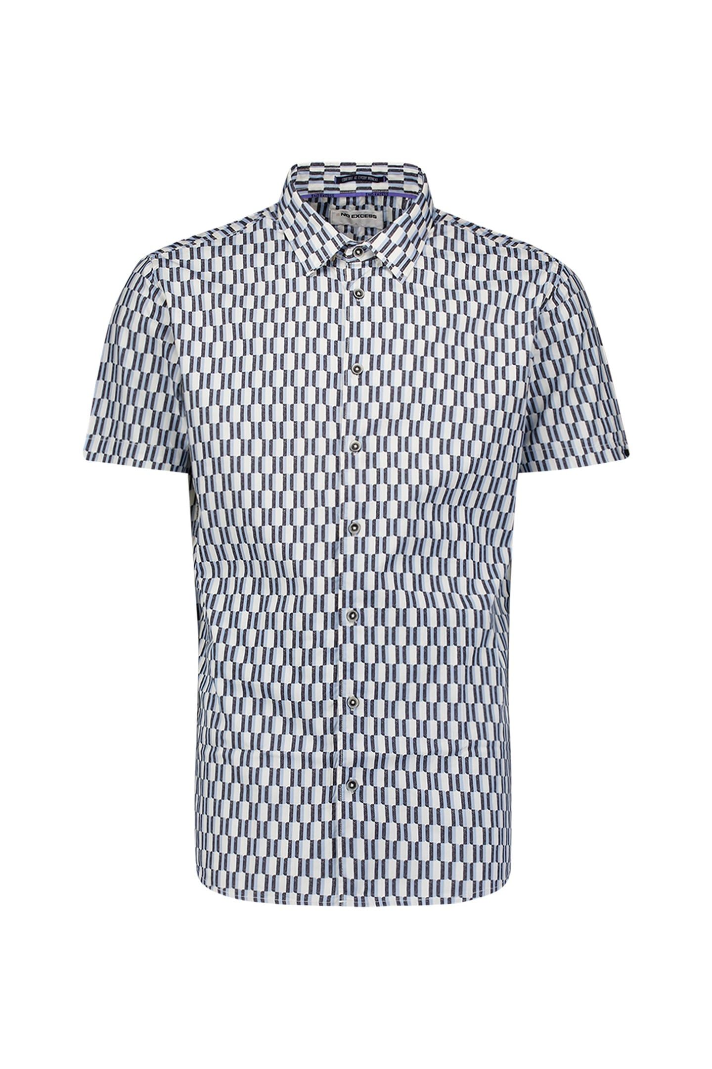 SHIRT SHORT SLEEVE STRETCH ALLOVER PRINTED BLUE 1