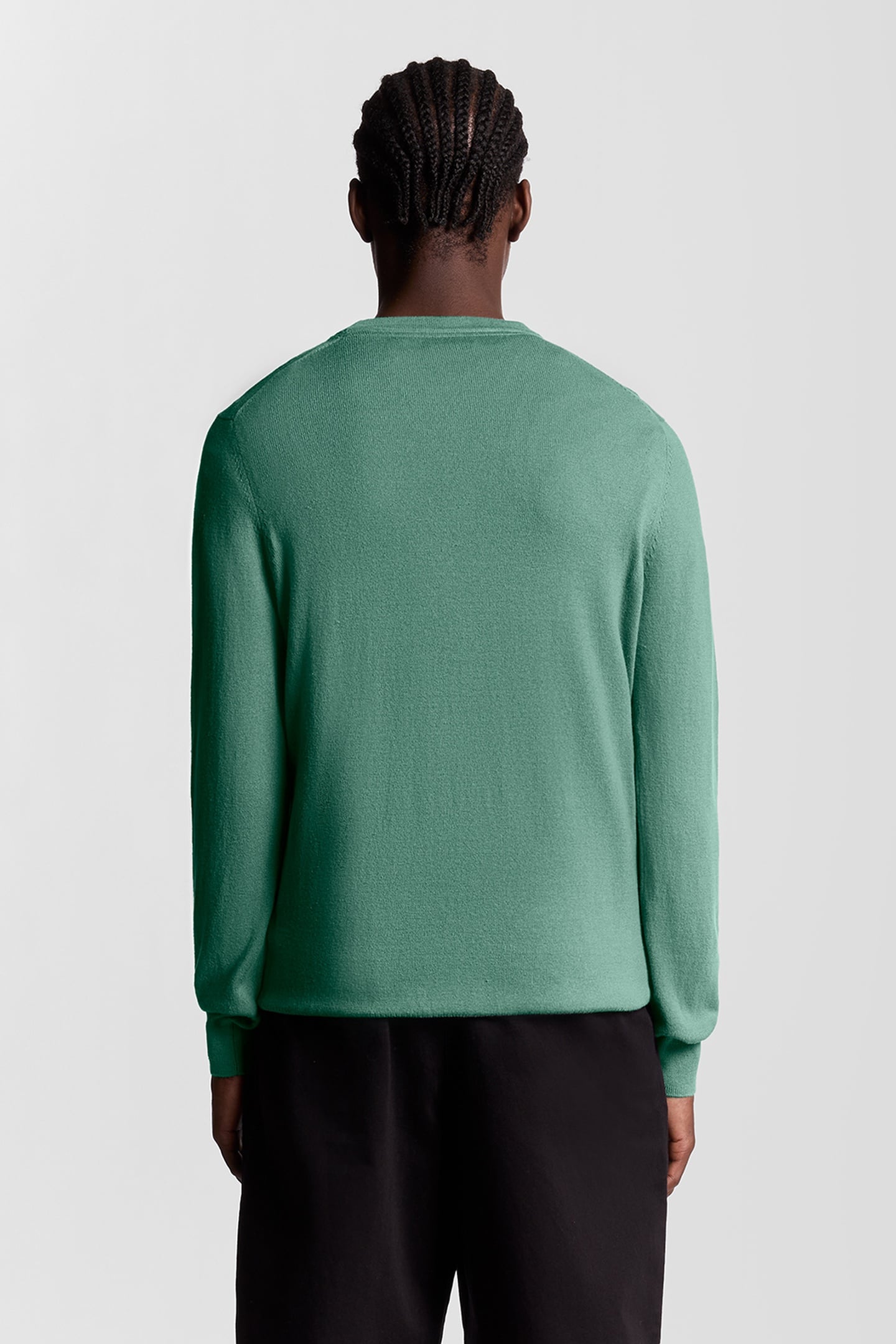 COTTON MERINO CREW NECK JUMPER AGAVE GREEN 3