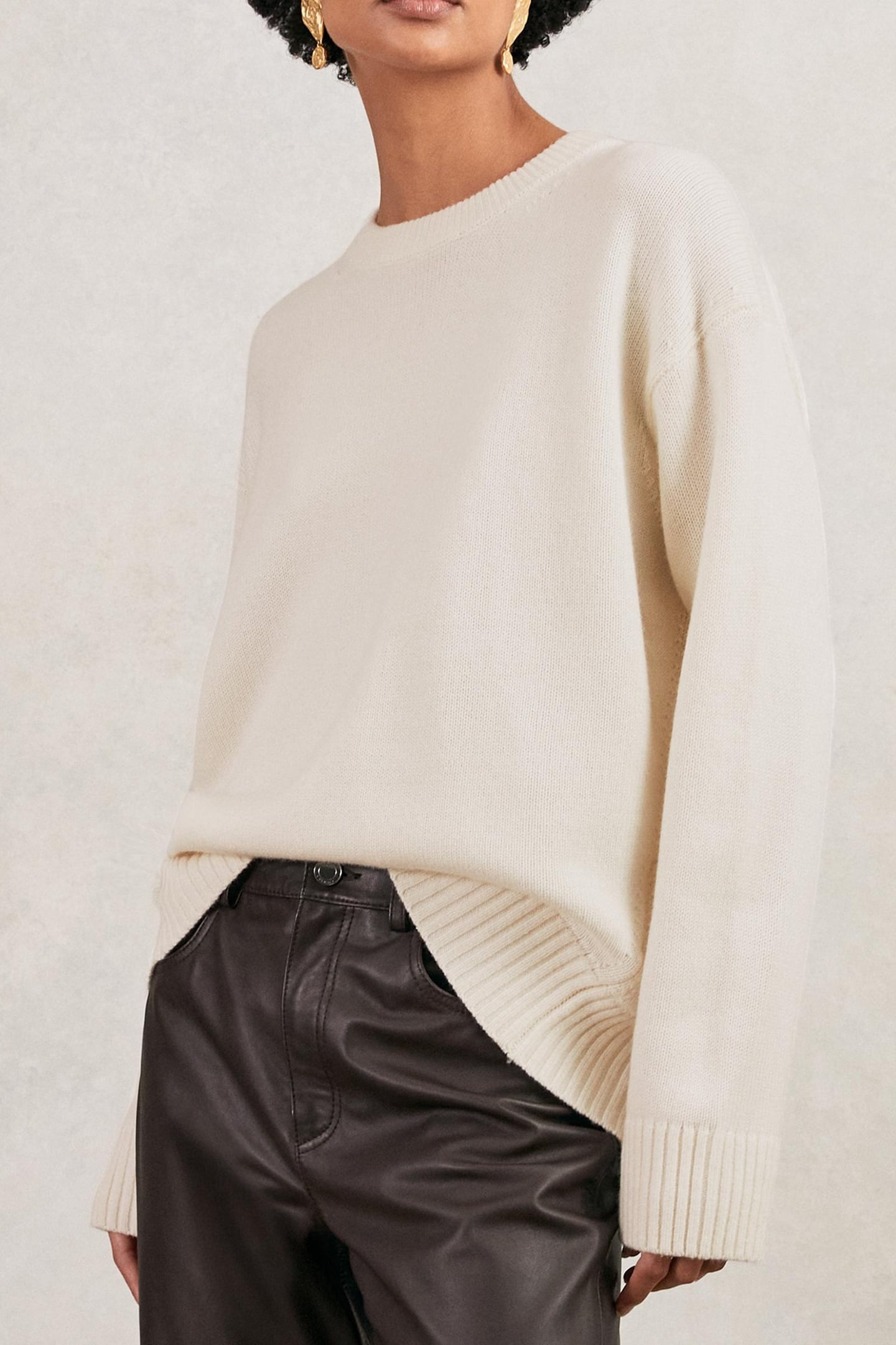 WOOL CASHMERE CREW NECK CREAM 1
