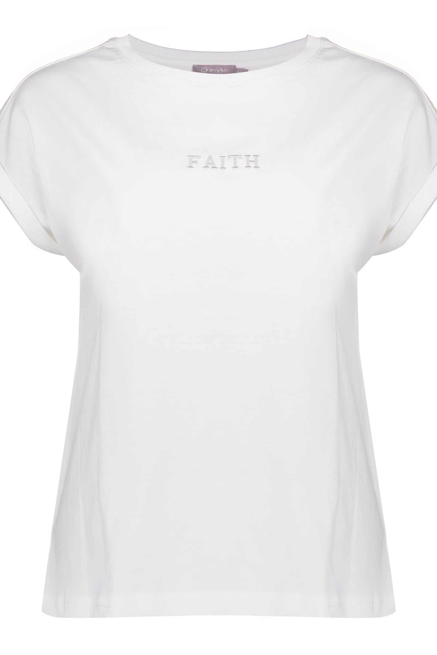 T-SHIRT EMBROIDERED WORD OFF-WHITE/SILVER 1