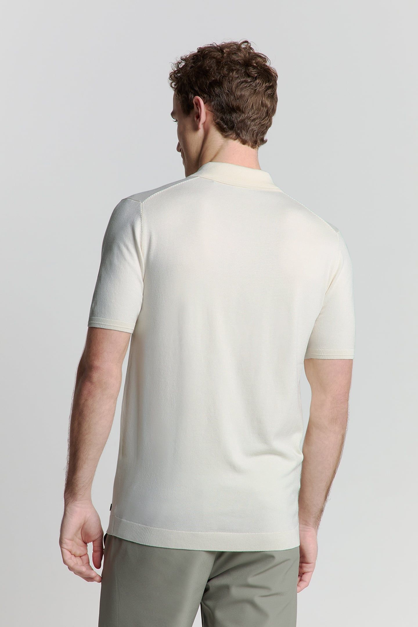 PULLOVER SHORT SLEEVE POLO ZIP SOLID OFFWHITE 2