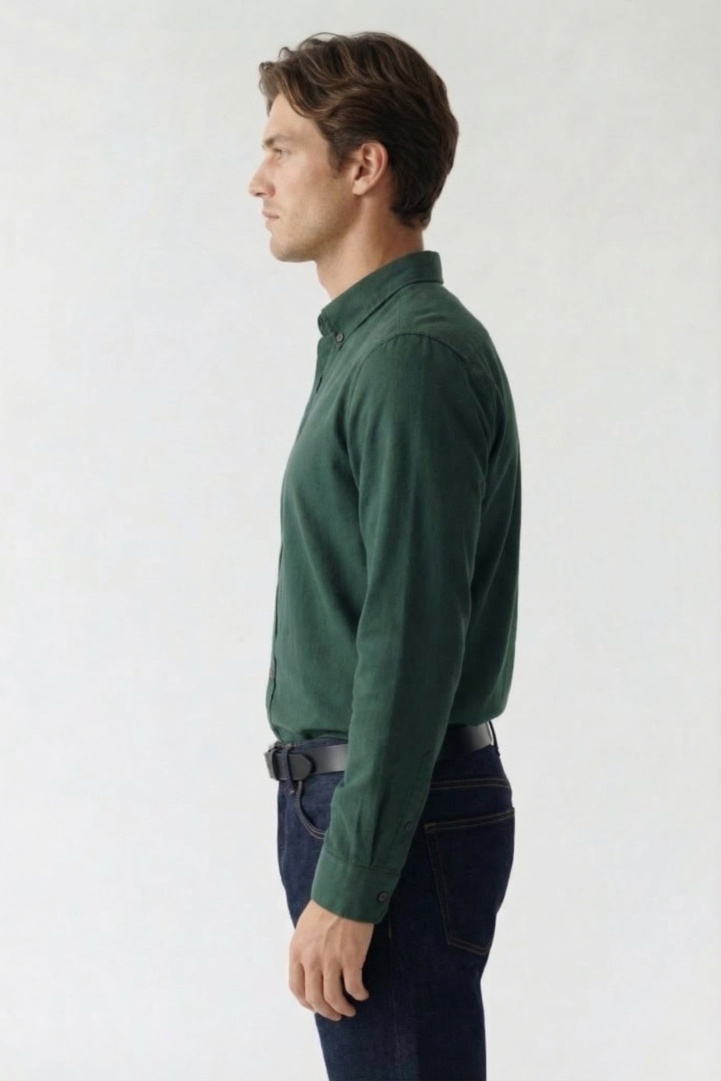 LS REG FIT SHIRT LT GREYISH GREEN 3