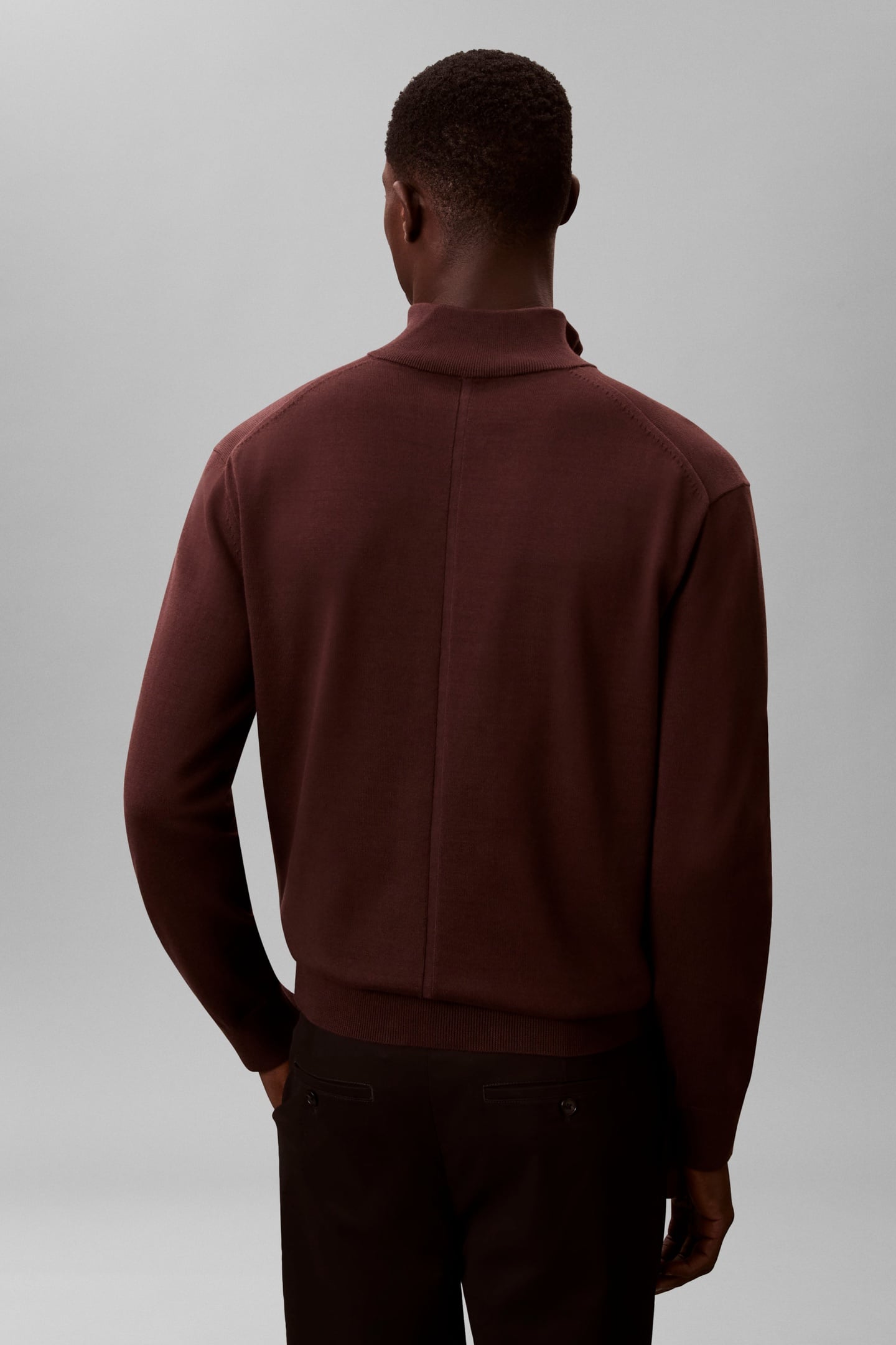 LS SUPIMA QUARTER ZIP SWEATER RICH BROWN 3