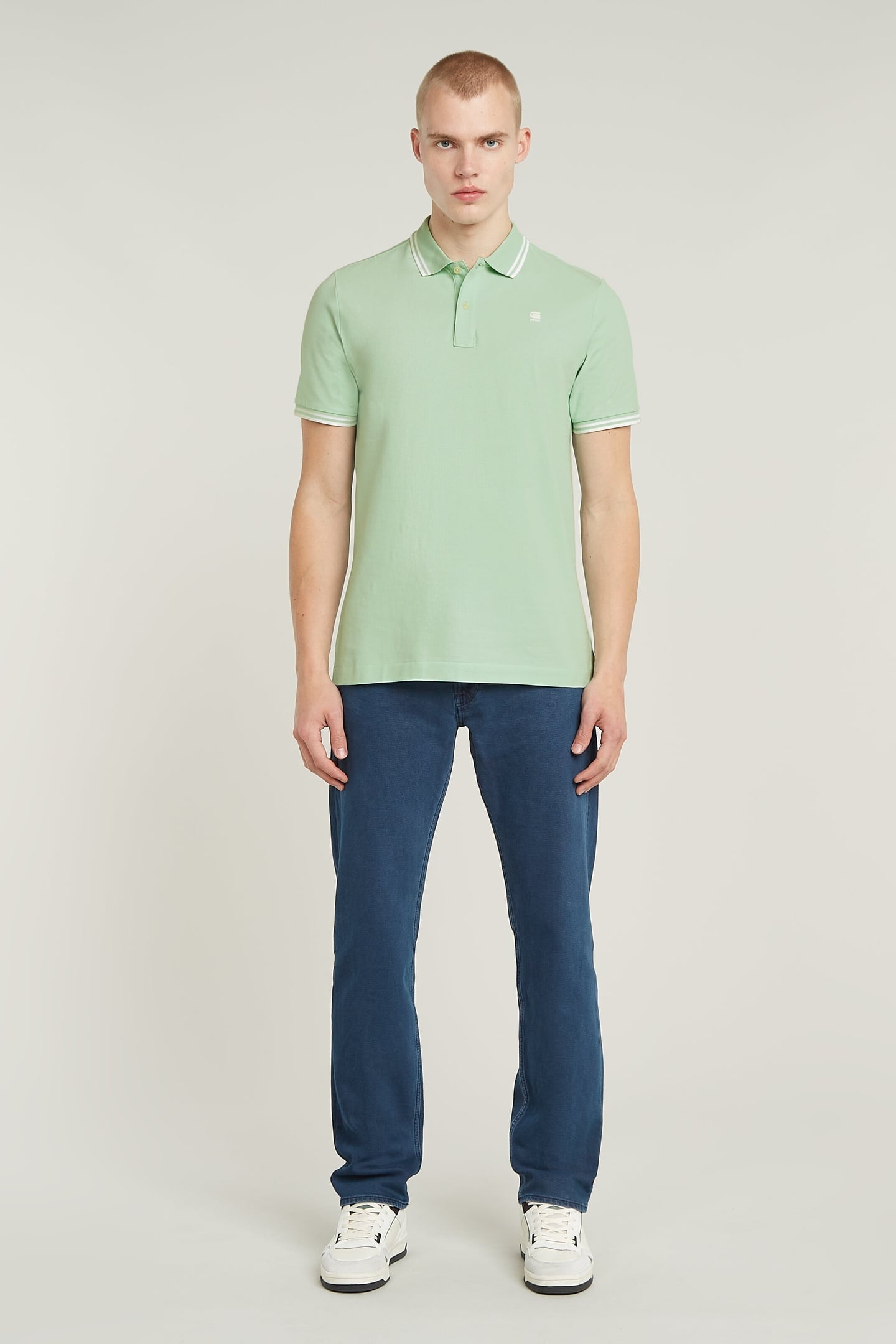DUNDA SLIM STRIPE POLO S/S BIRDS EGG GREEN 1