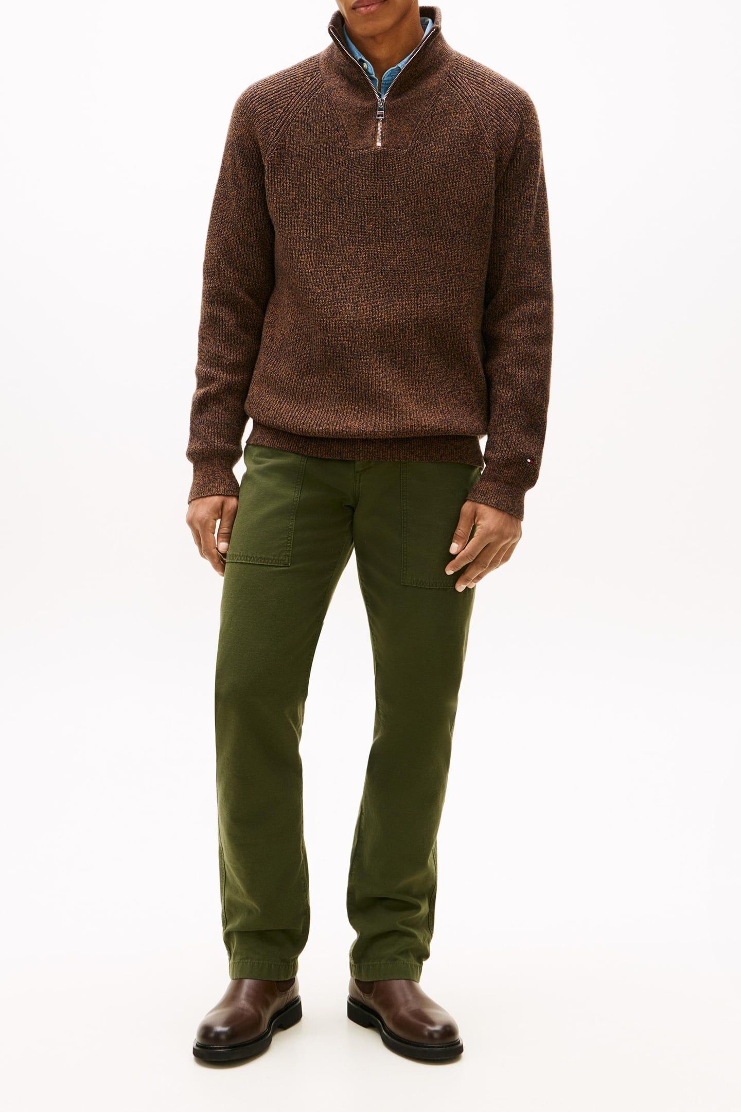 FISHERMAN RIB ZIP SWEATER HIGHLAND KHAKI 4