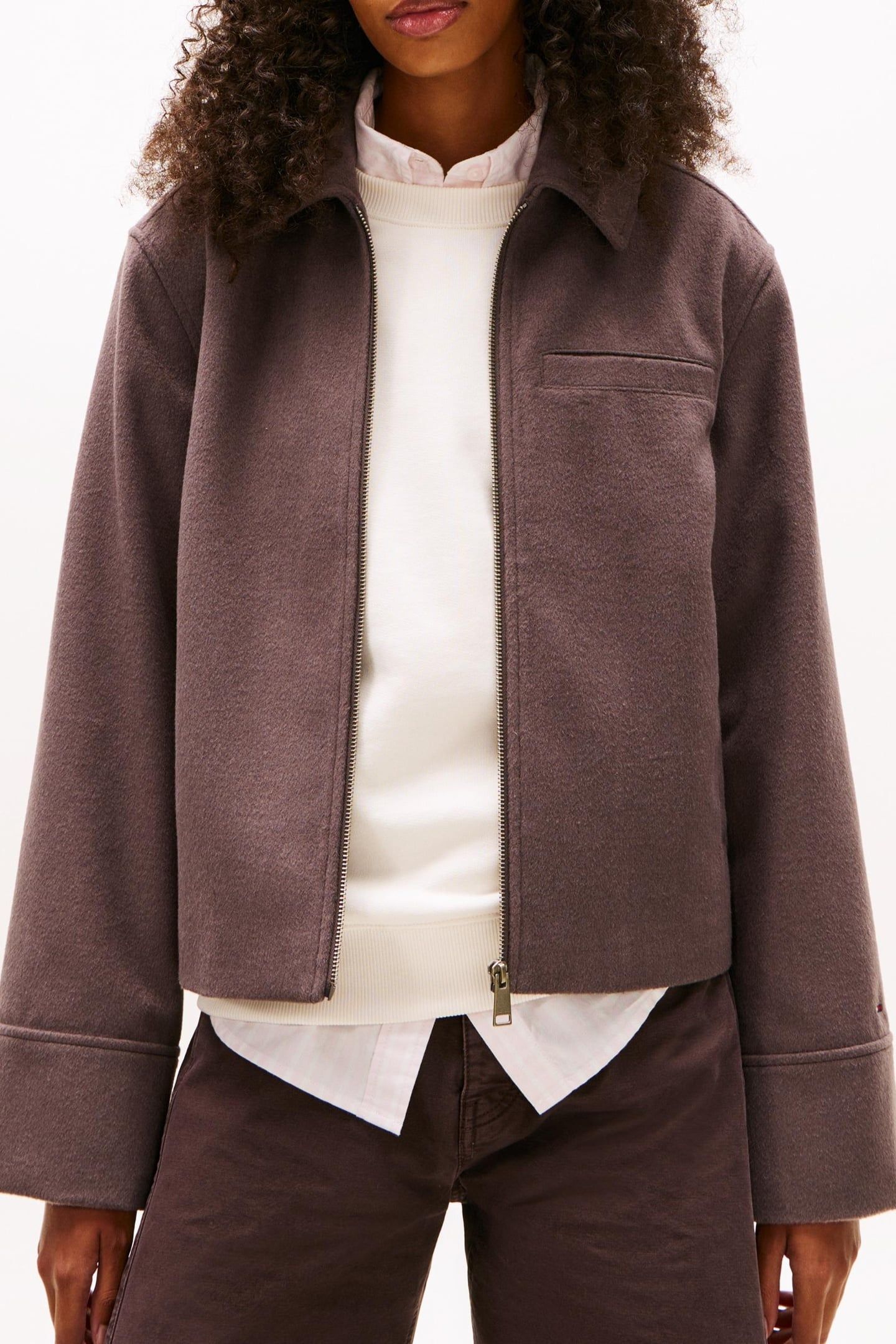ZIP FRONT WOOL JACKET BLACK WALNUT 2