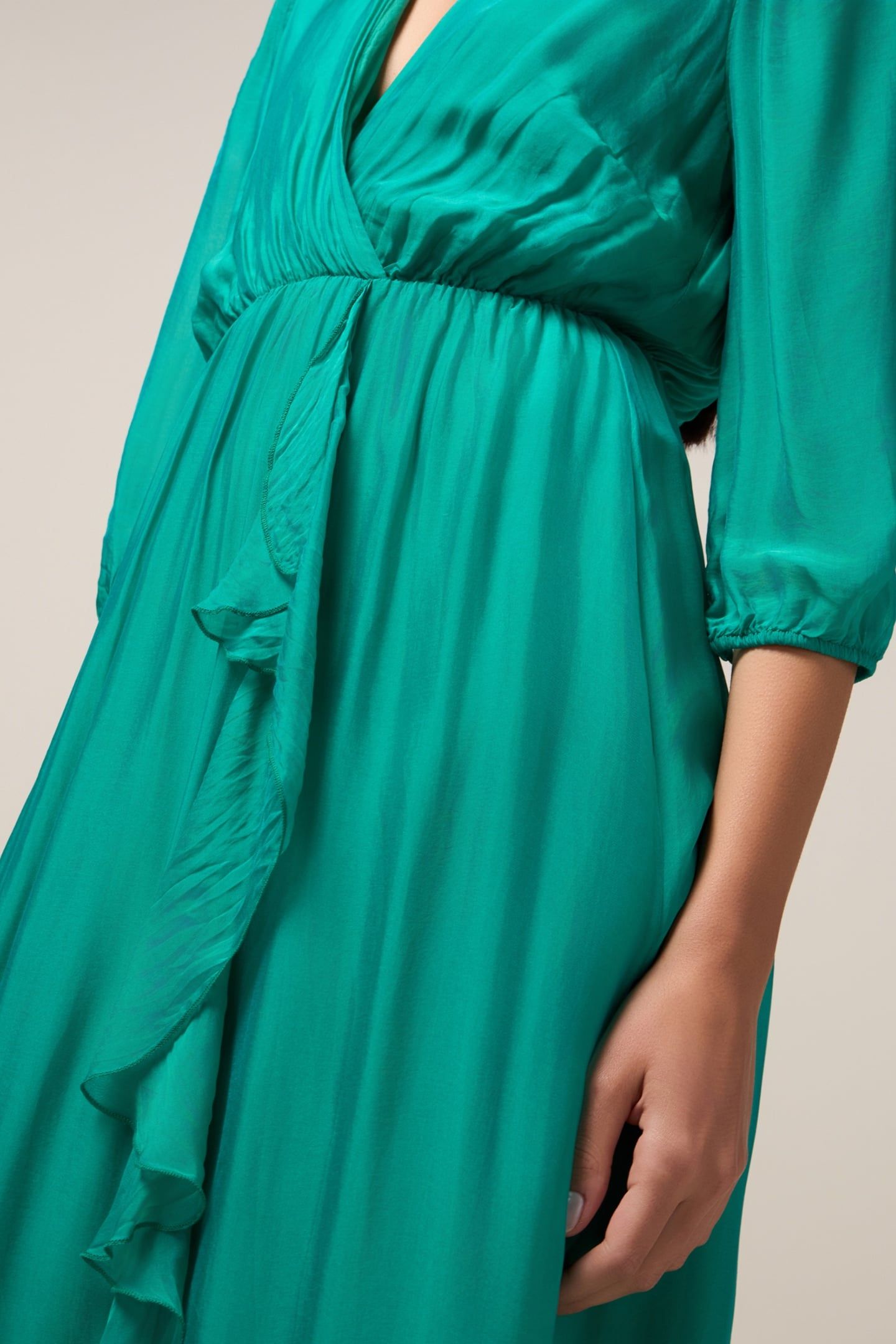 LONG SILK BLEND DRESS GREEN 5