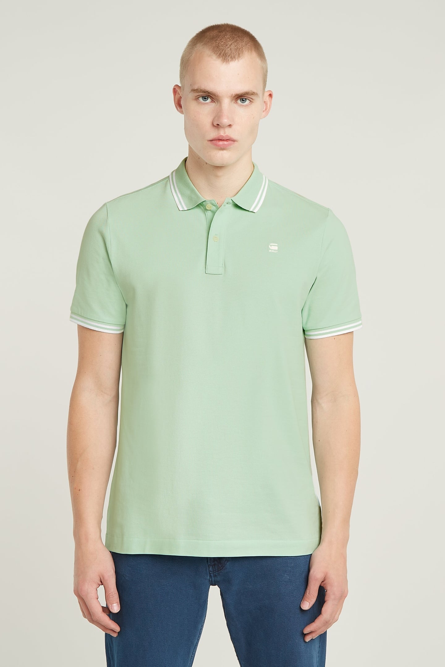 DUNDA SLIM STRIPE POLO S/S BIRDS EGG GREEN 2