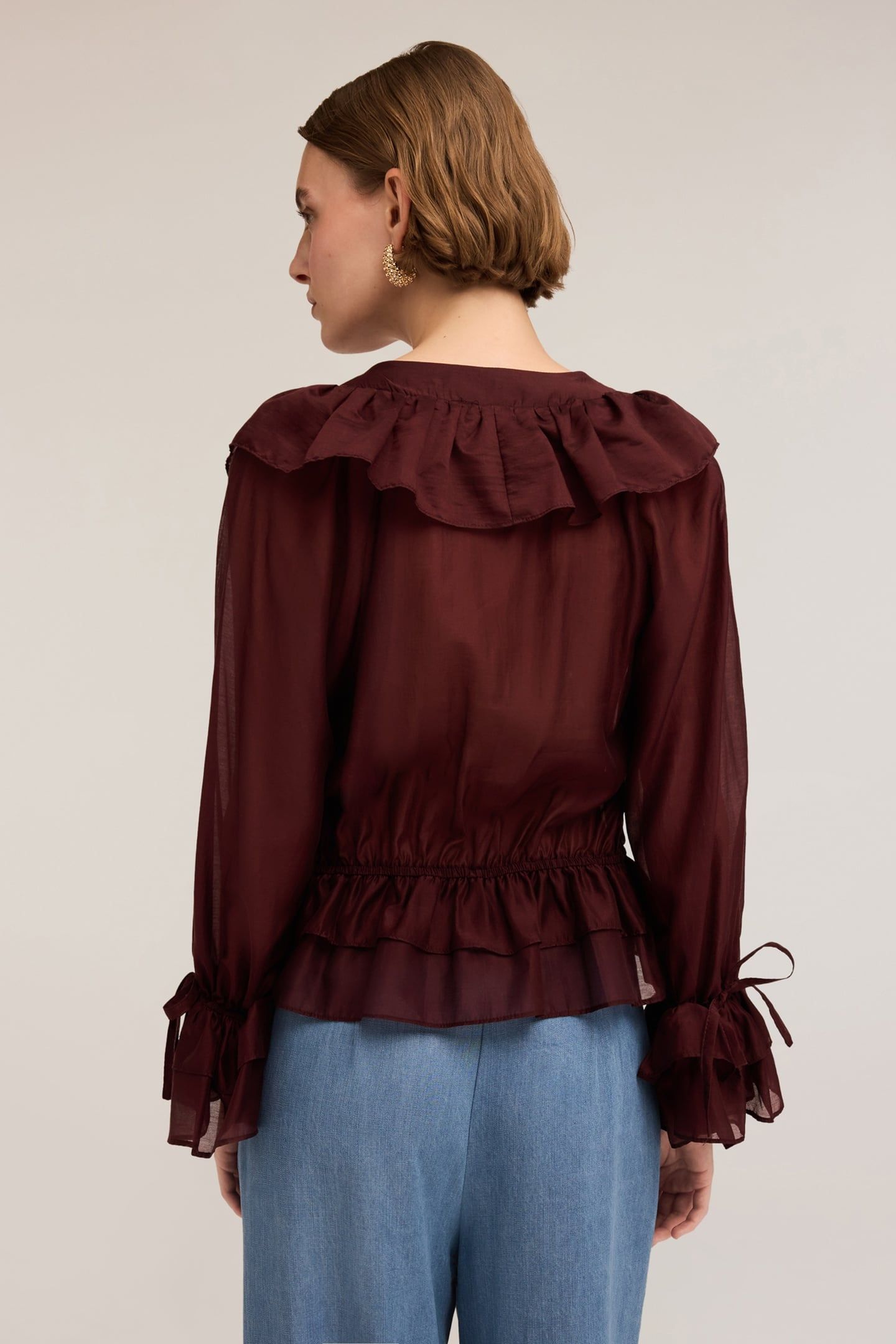VOILE BLOUSE WITH FLOUNCES BURGUNDY 2