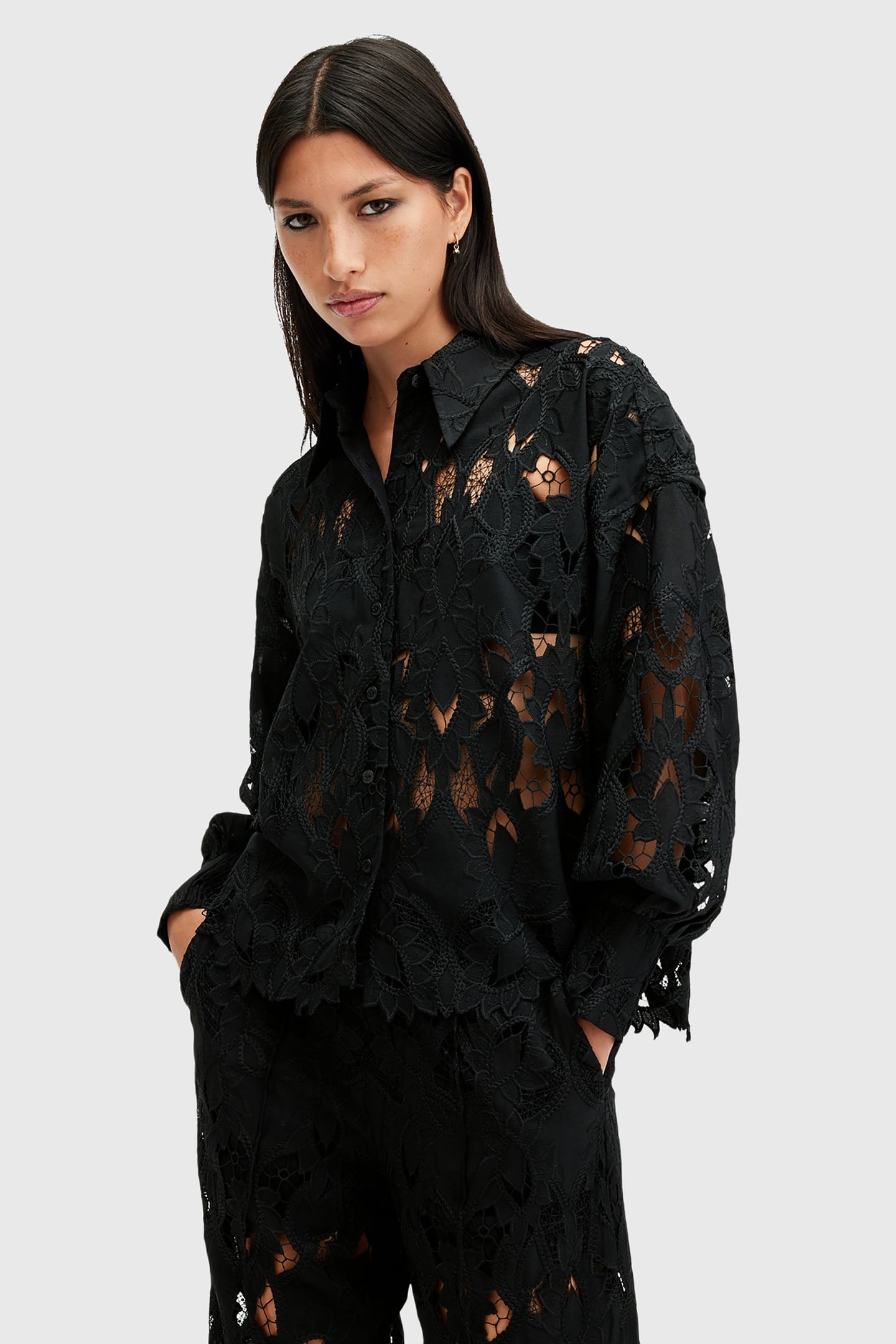 CHARLI EMB LS SHIRT BLACK 6